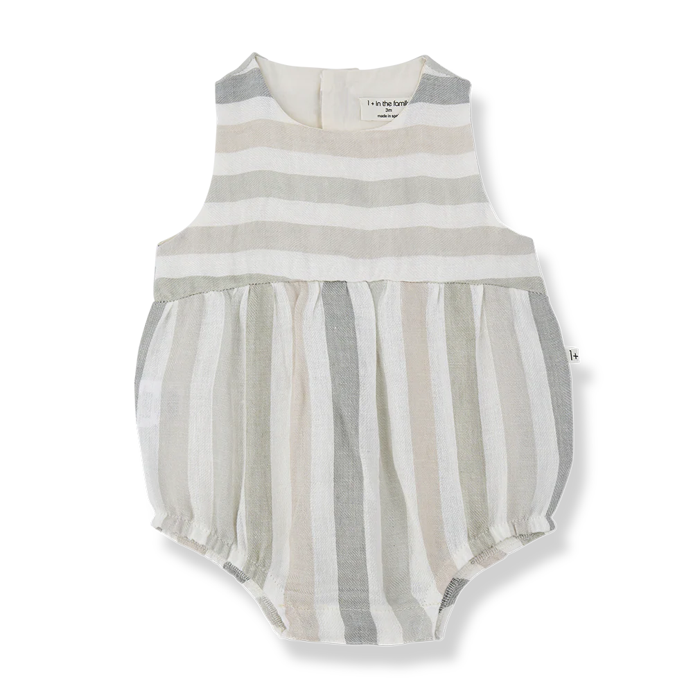 1+ IN THE FAMILY BEIGE STRIPED ROMPER