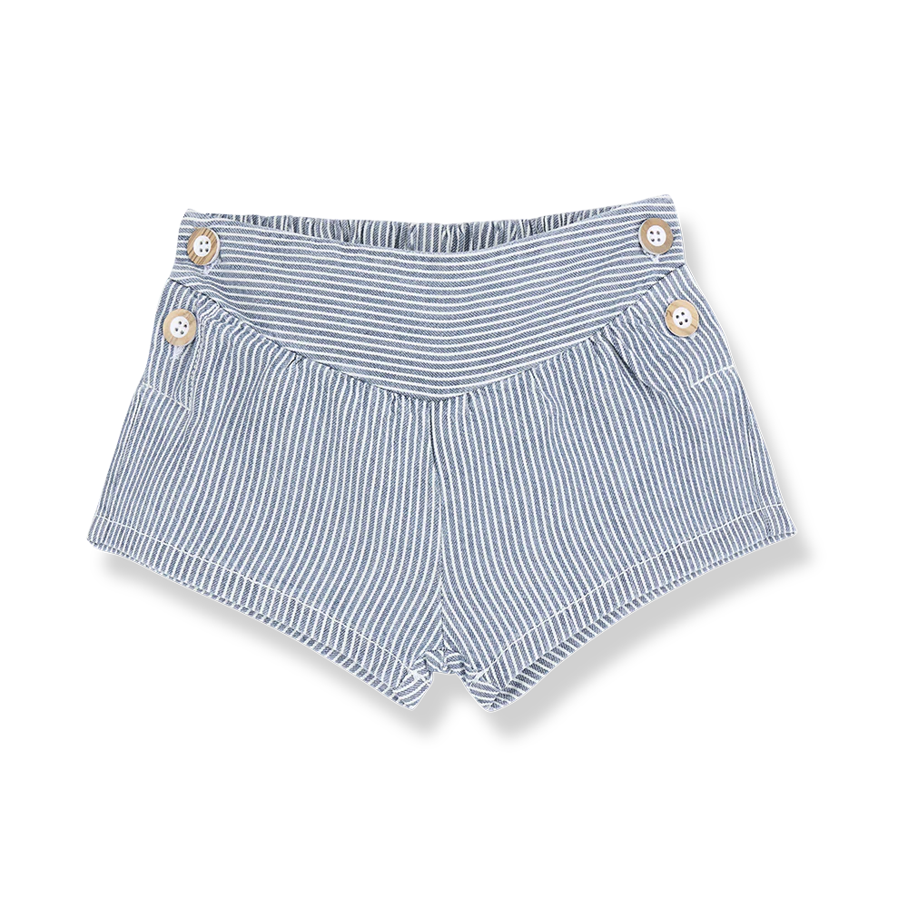 1+ IN THE FAMILY BLUE STRIPED BUTTON SHORTS