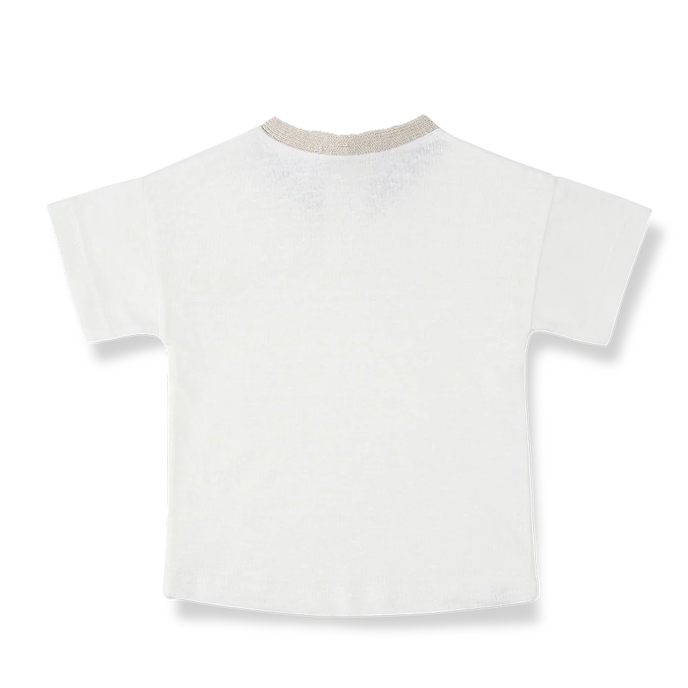 1+ IN THE FAMILY CREAM 2 BUTTON T-SHIRT - Image 2