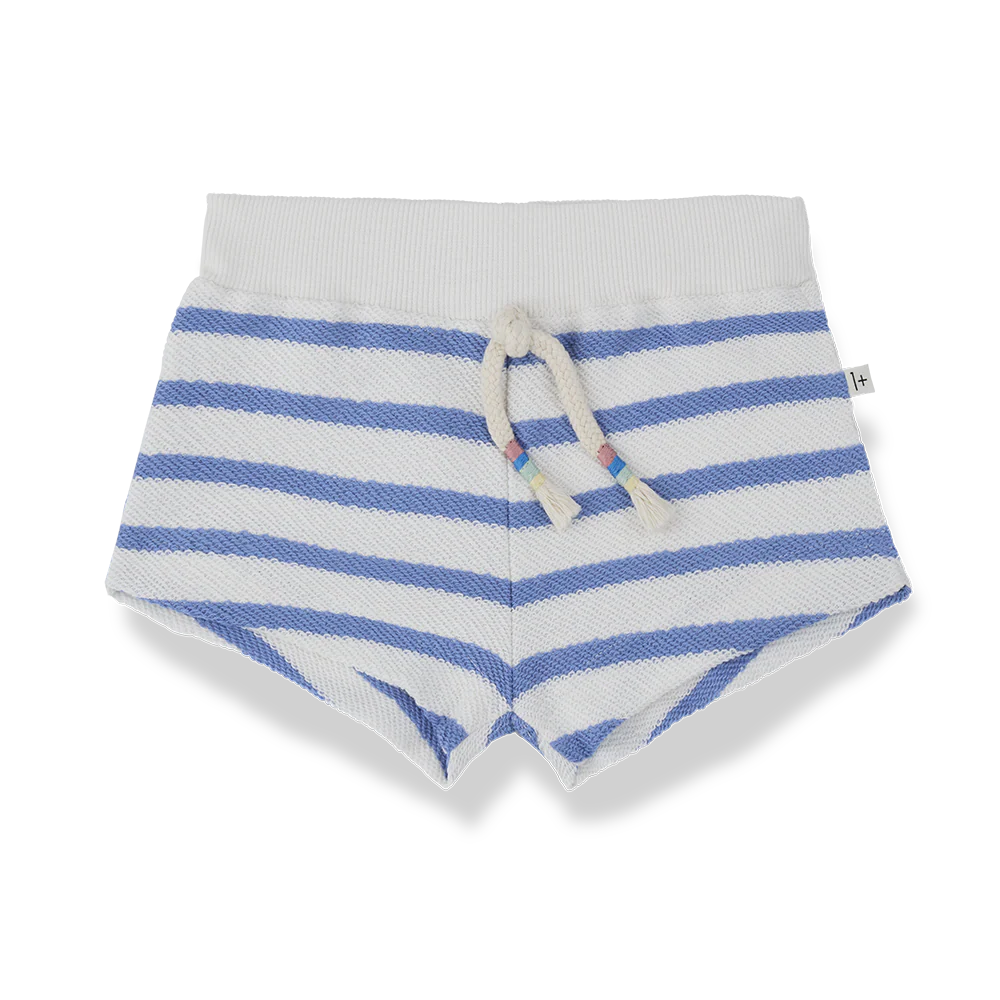1+ IN THE FAMILY WHITE/BLUE STRIPED SHORTS