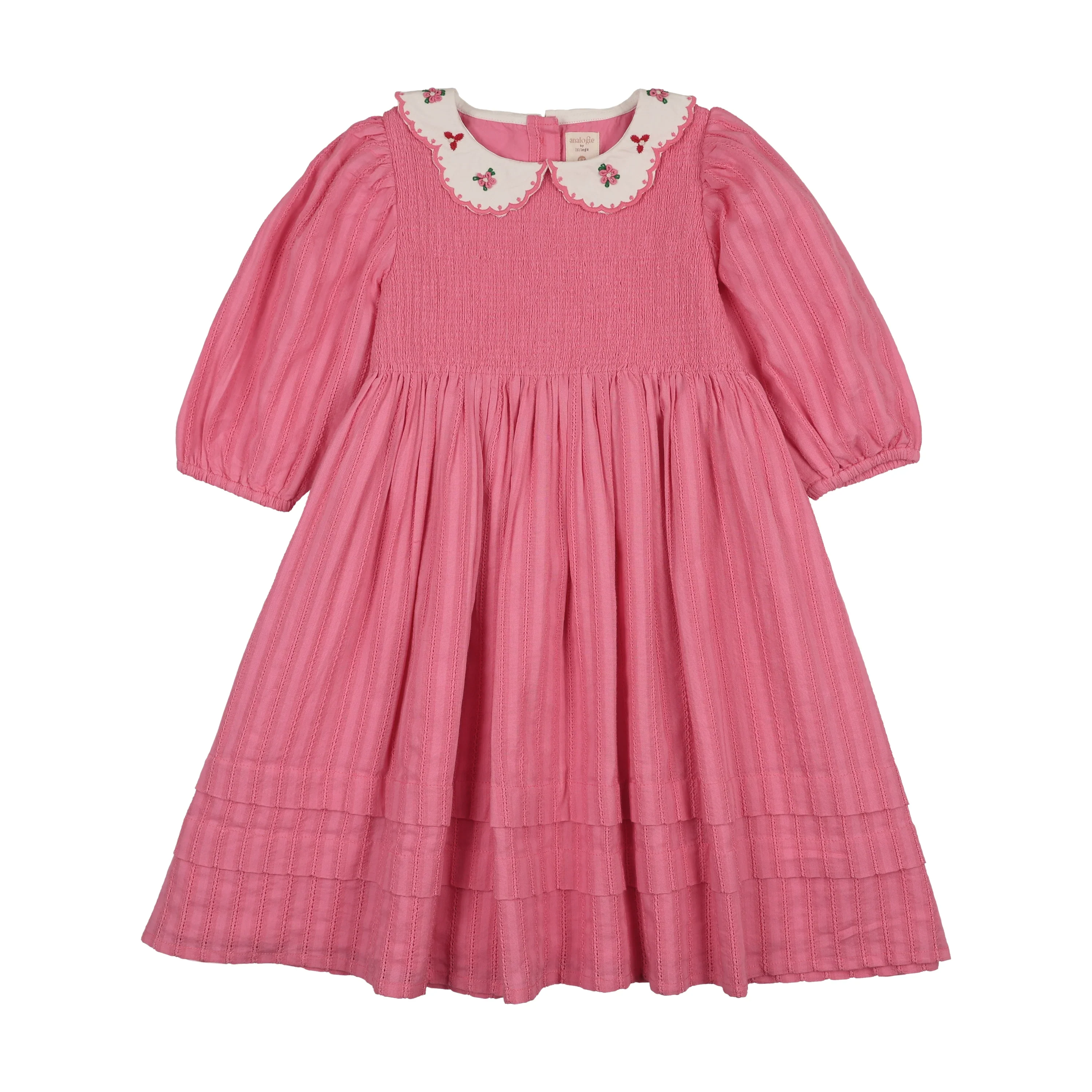 ANALOGIE HOT PINK EMBROIDERED COLLAR DRESS