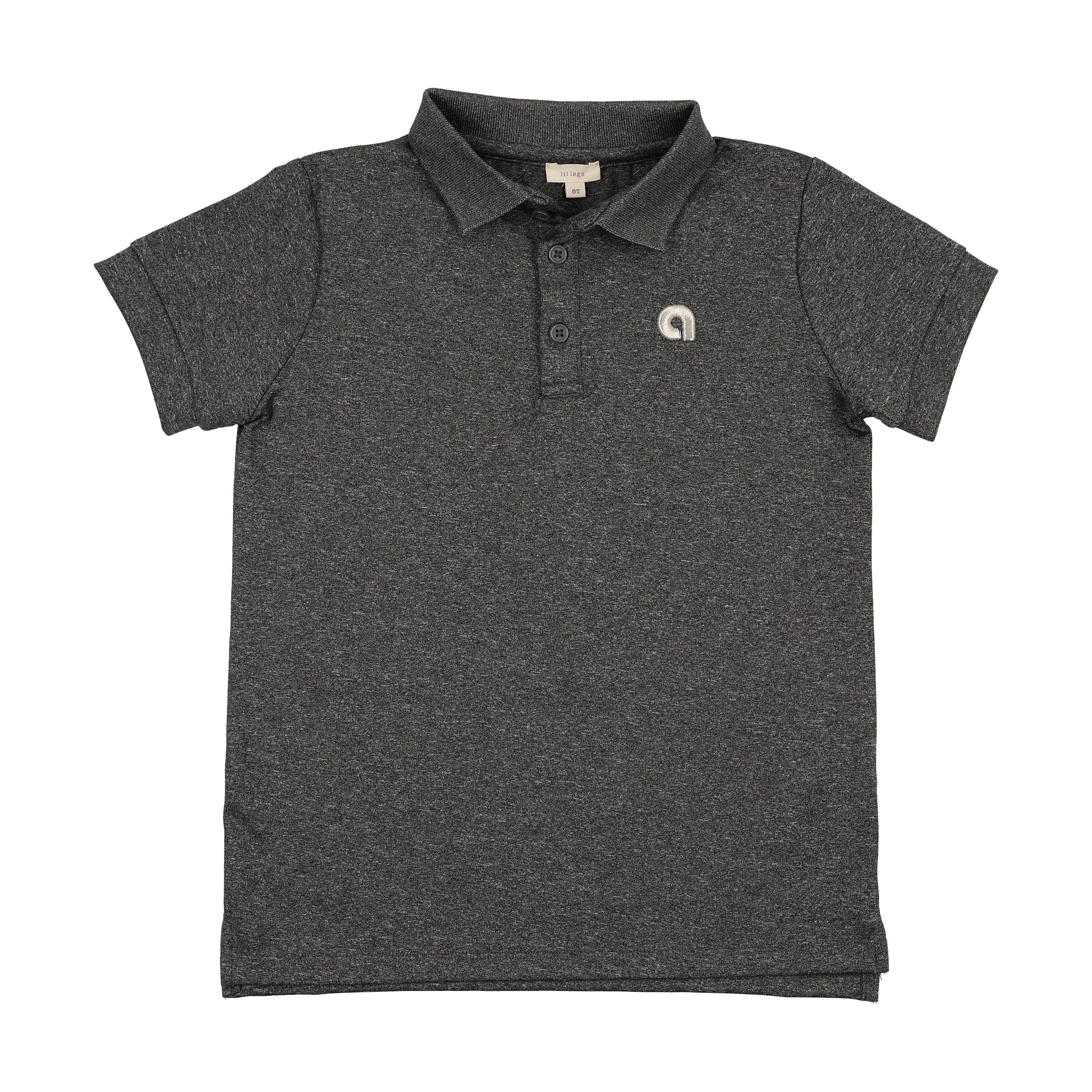 LIL LEGS GREY MARL SPORTS SS POLO