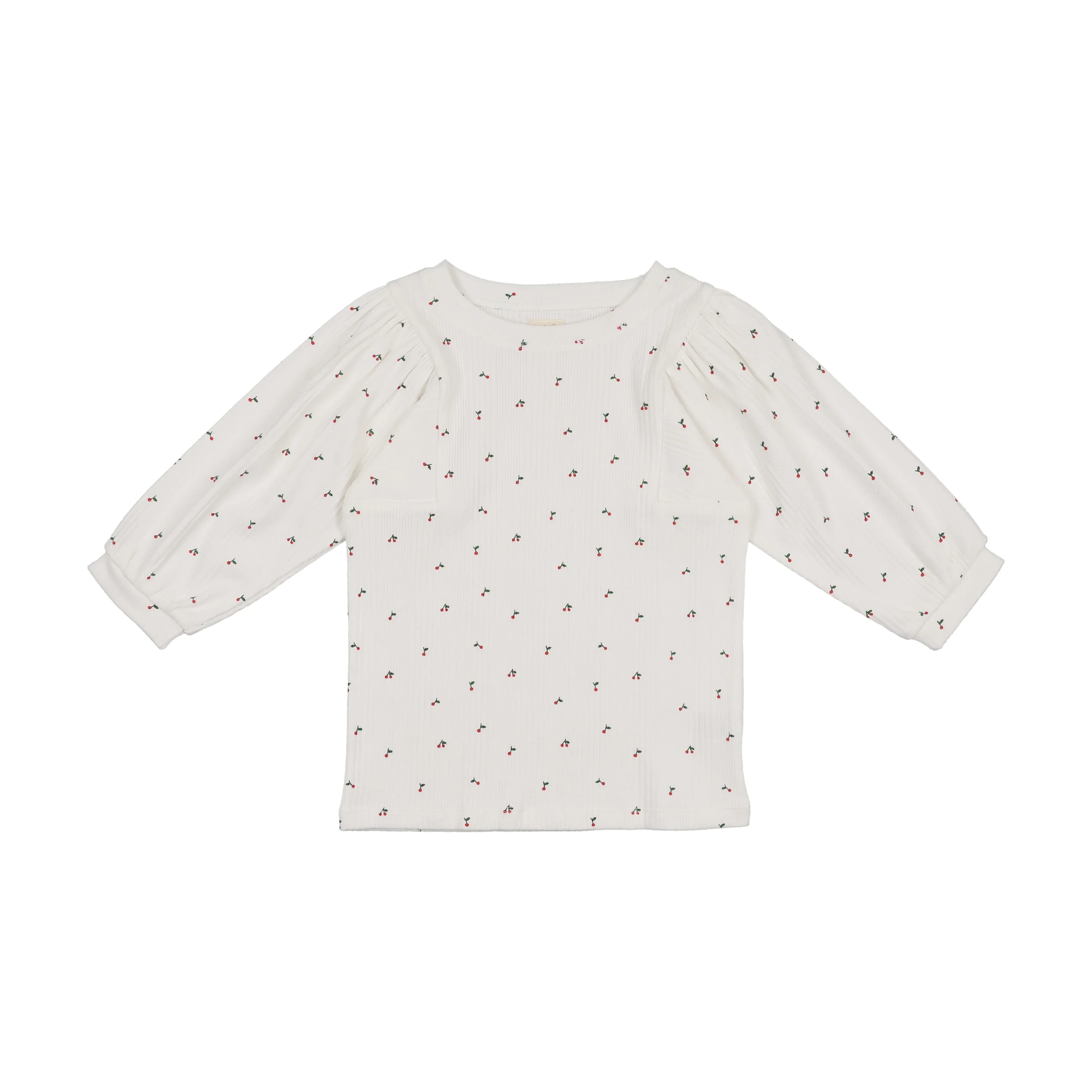 ANALOGIE WHITE CHERRY PRINT PUFF SLEEVE TSHIRT
