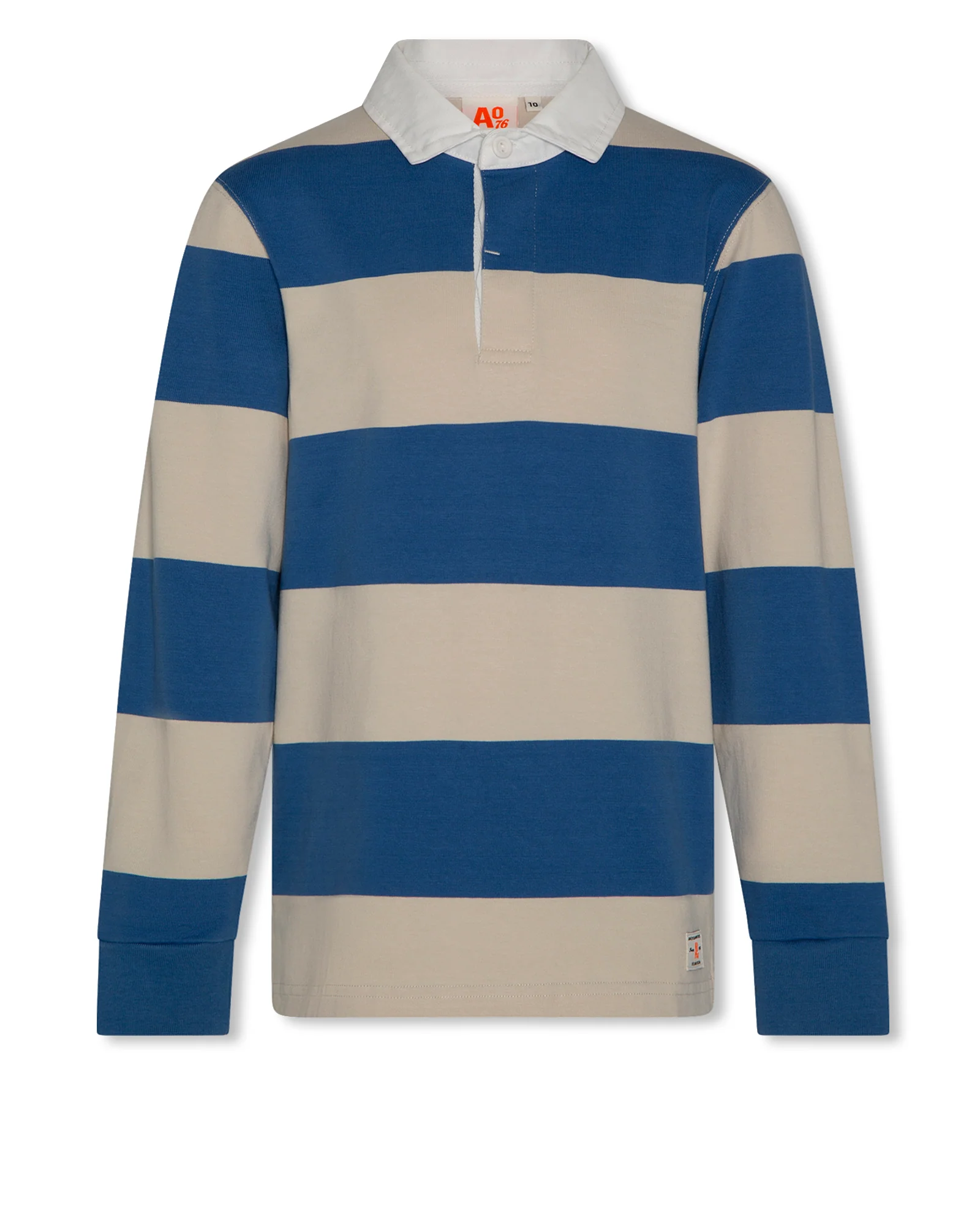 AO76 BLUE/BEIGE WIDE STRIPE COLLAR POLO