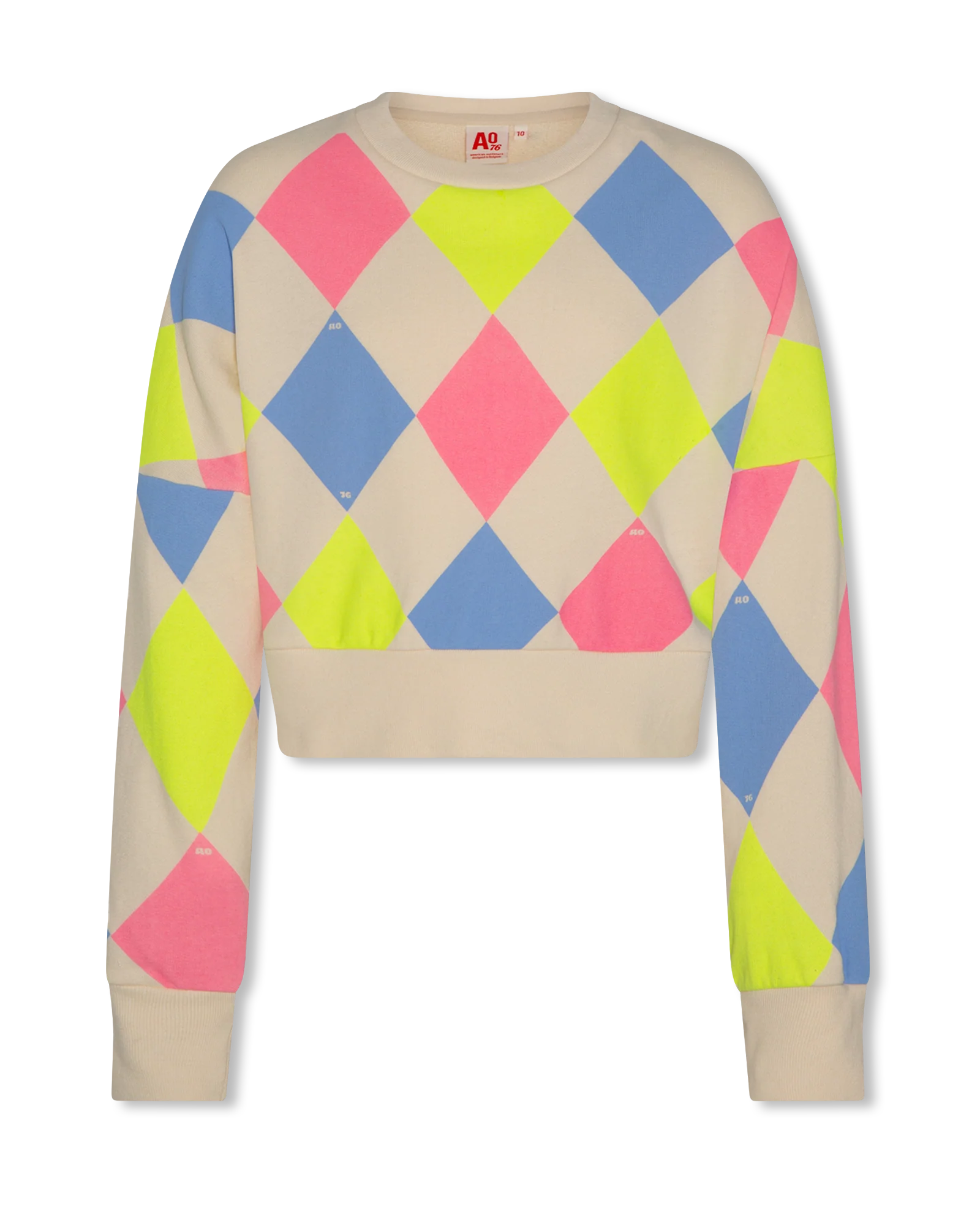 AO76 BEIGE/MULTI COLOR DIAMOND SWEATSHIRT