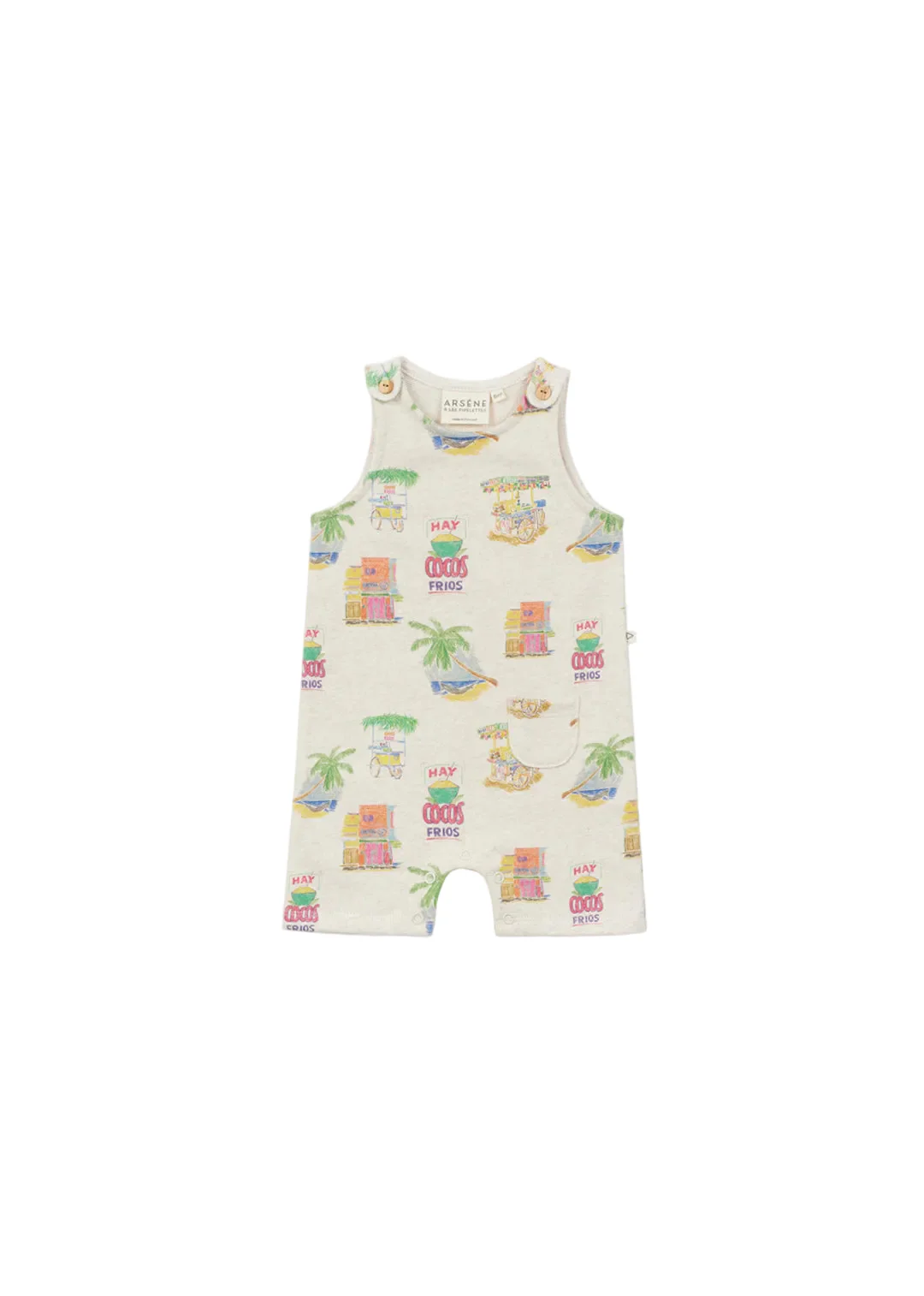 ARSENE & LES PIPELETTES CREAM GRAPHIC ROMPER