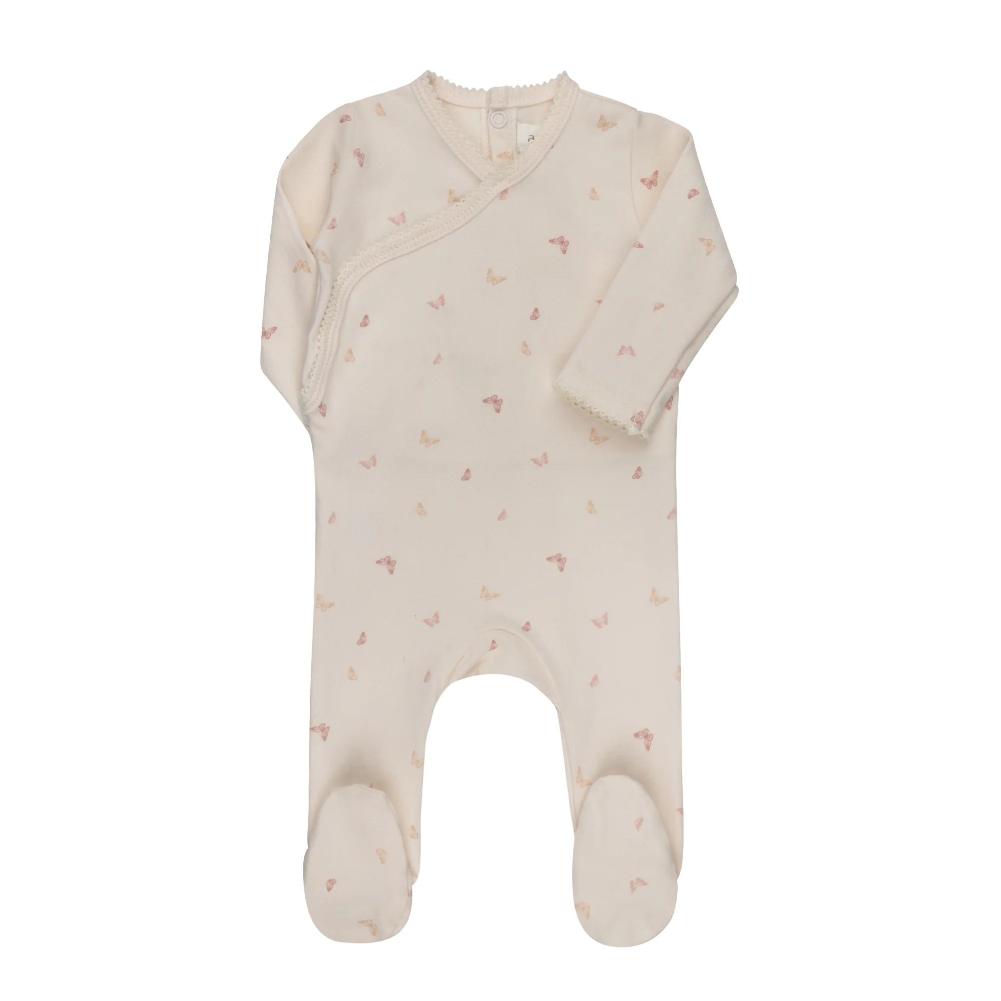 AURORA IVORY/PINK BUTTERFLY FOOTIE + BEANIE