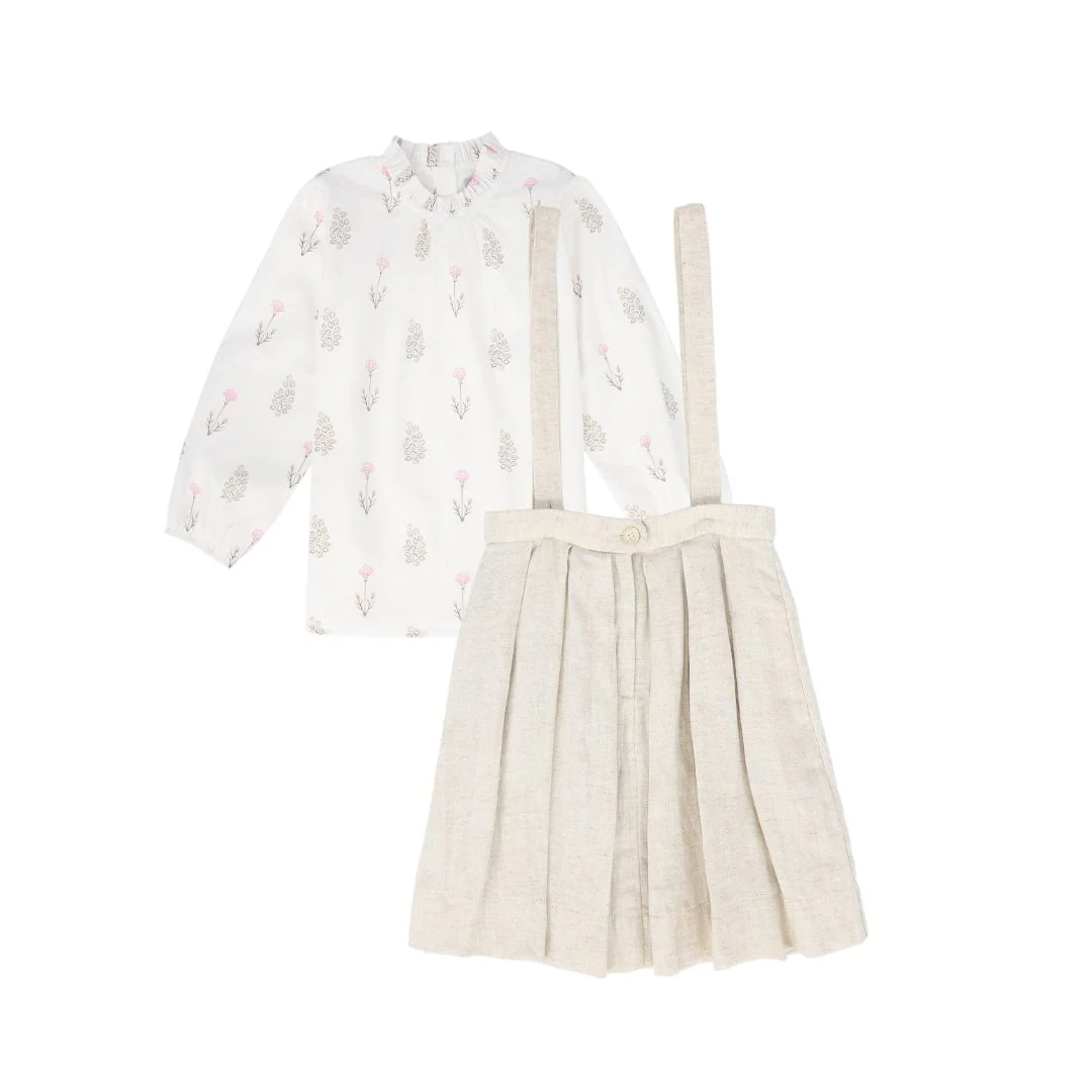 BACE COLLECTION BEIGE LINEN HERRINGBONE JUMPER SET