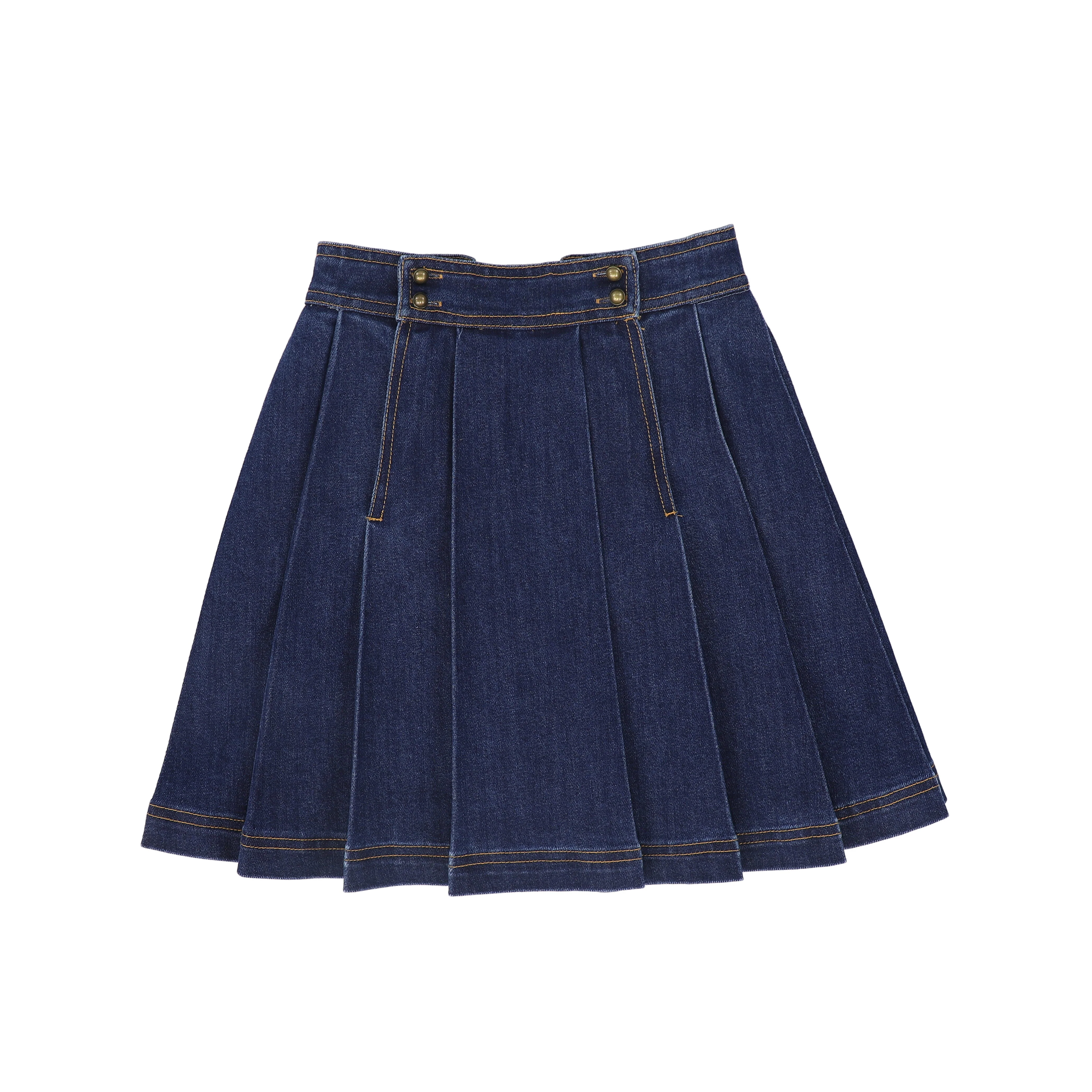 BACE COLLECTION DENIM DOUBLE BUTTON PLEAT SKIRT