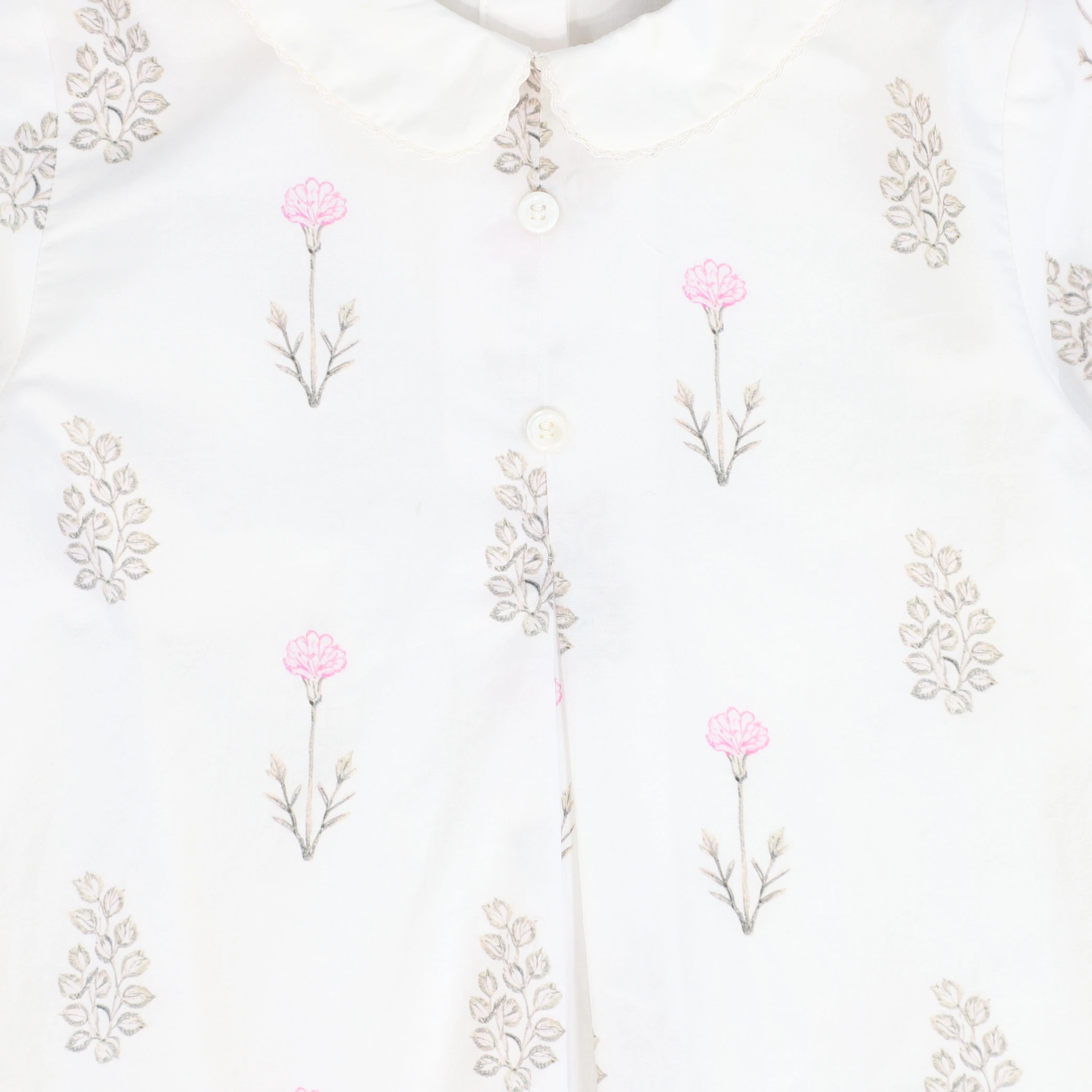 BACE COLLECTION BEIGE FLORAL SCATTERED COLLAR SS DRESS - Image 2