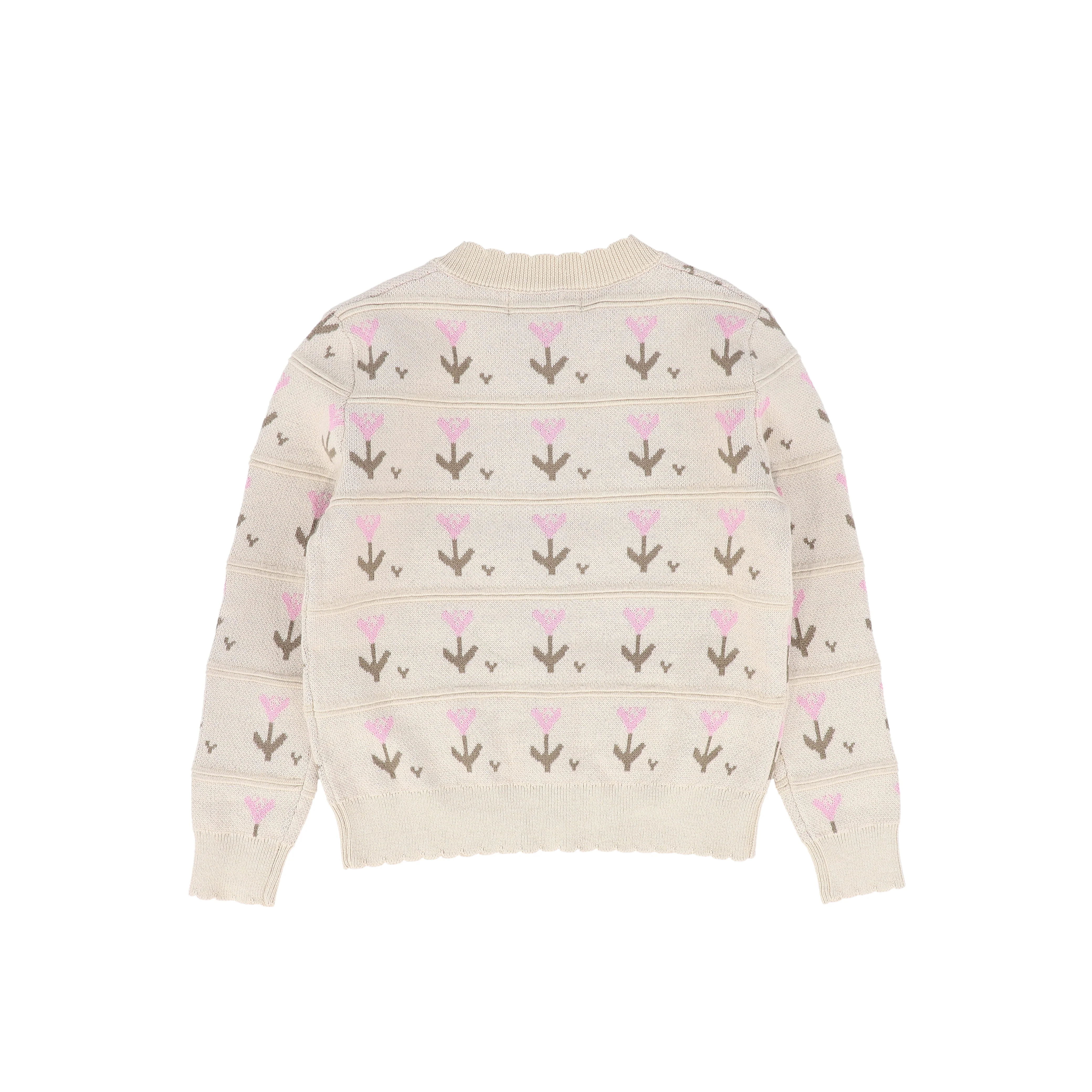 BACE COLLECTION BEIGE TULIP KNIT CARDIGAN - Image 2