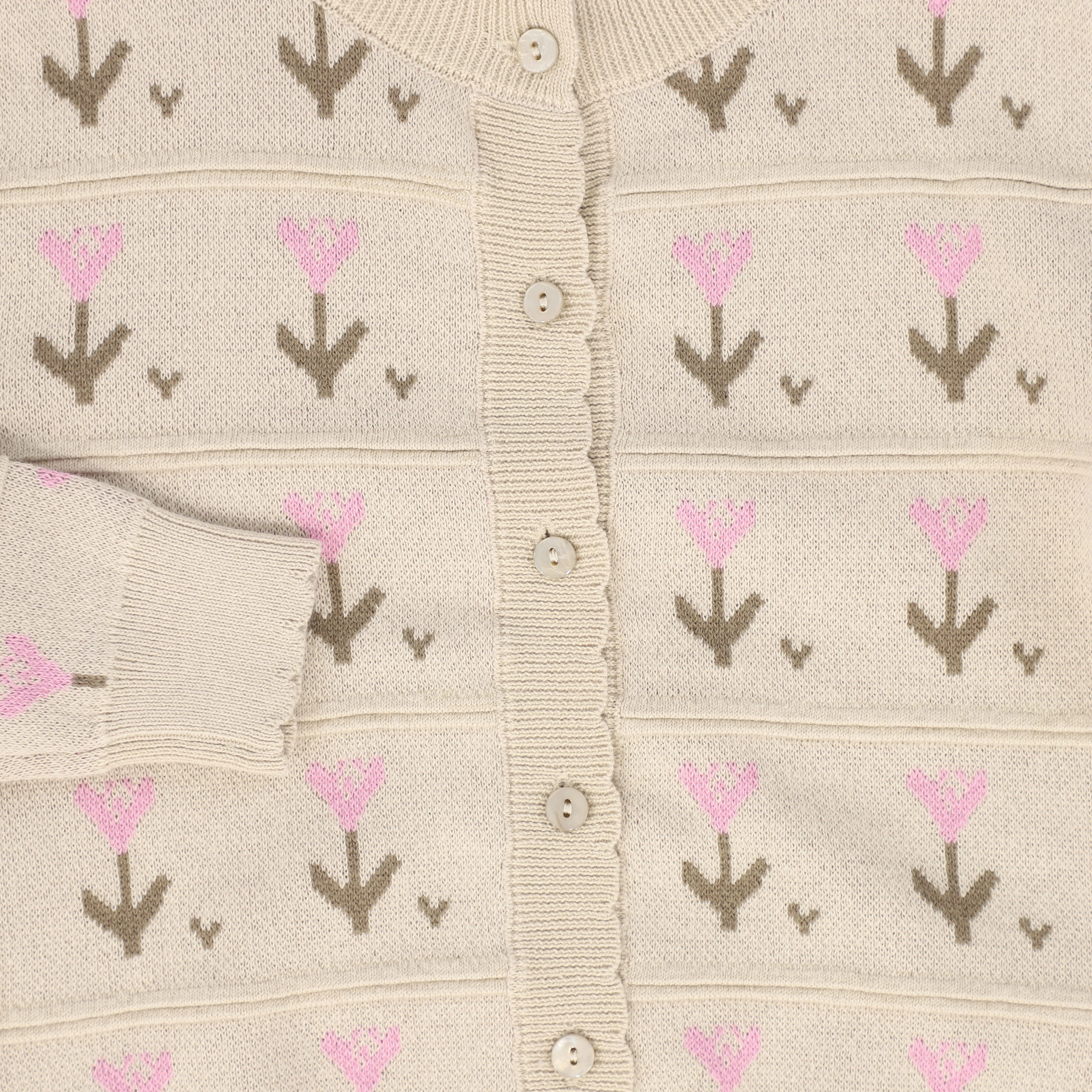 BACE COLLECTION BEIGE TULIP KNIT CARDIGAN - Image 3
