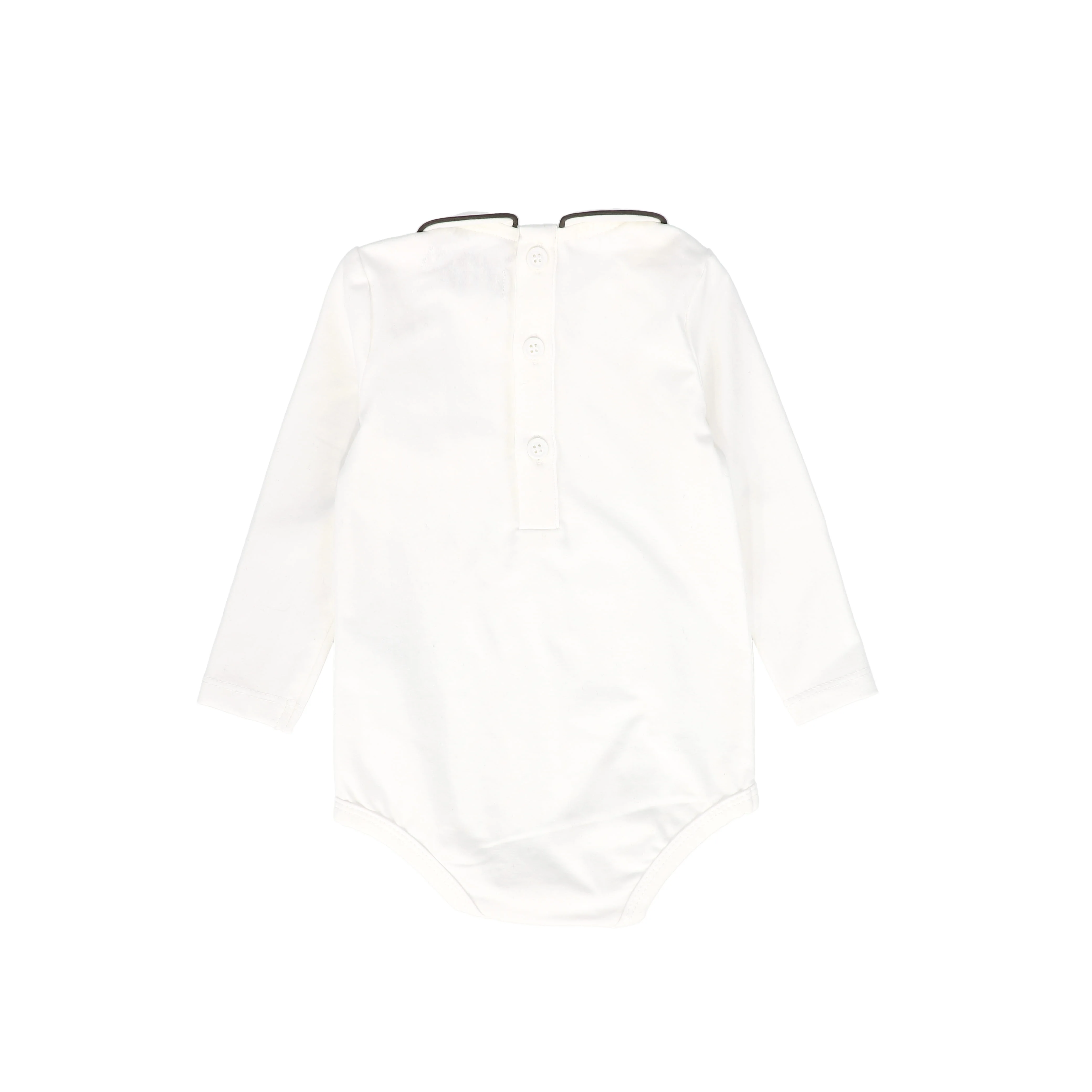 BACE COLLECTION WHITE/GREY LONG SLEEVE ONESIE [FINAL SALE] - Image 2