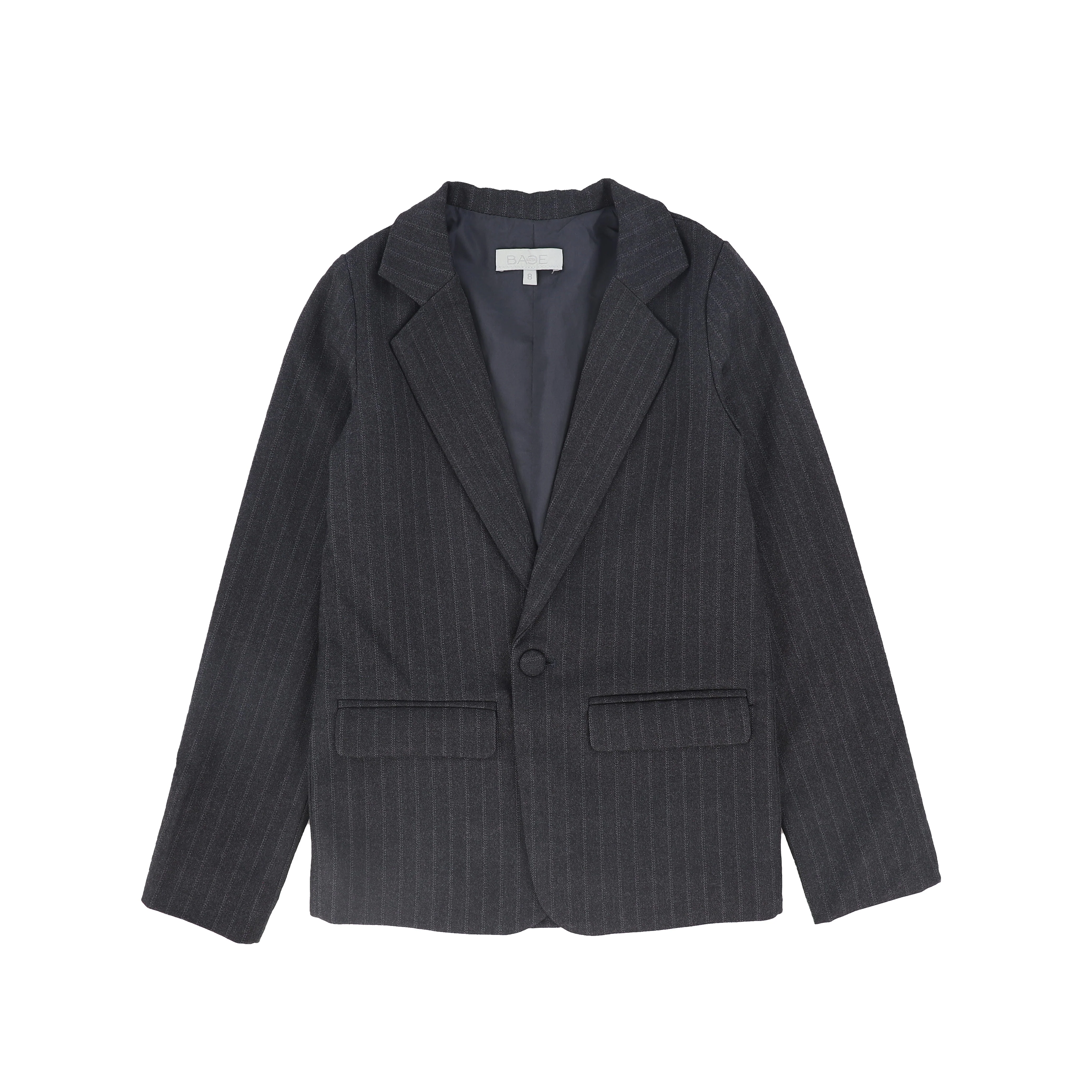 BACE COLLECTION GREY STRIPED POCKET BLAZER [FINAL SALE]