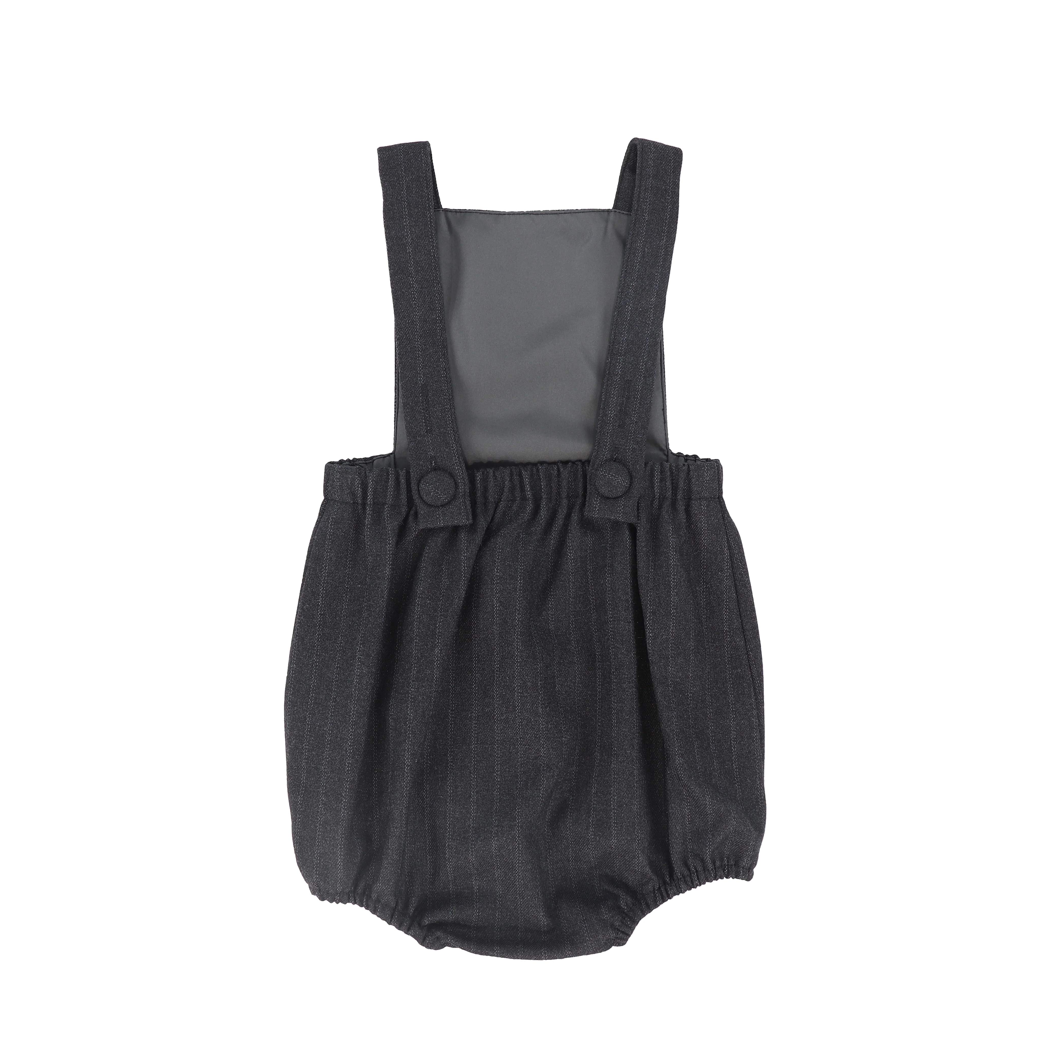 BACE COLLECTION GREY STRIPED WOOL BUBBLE ROMPER [FINAL SALE] - Image 2