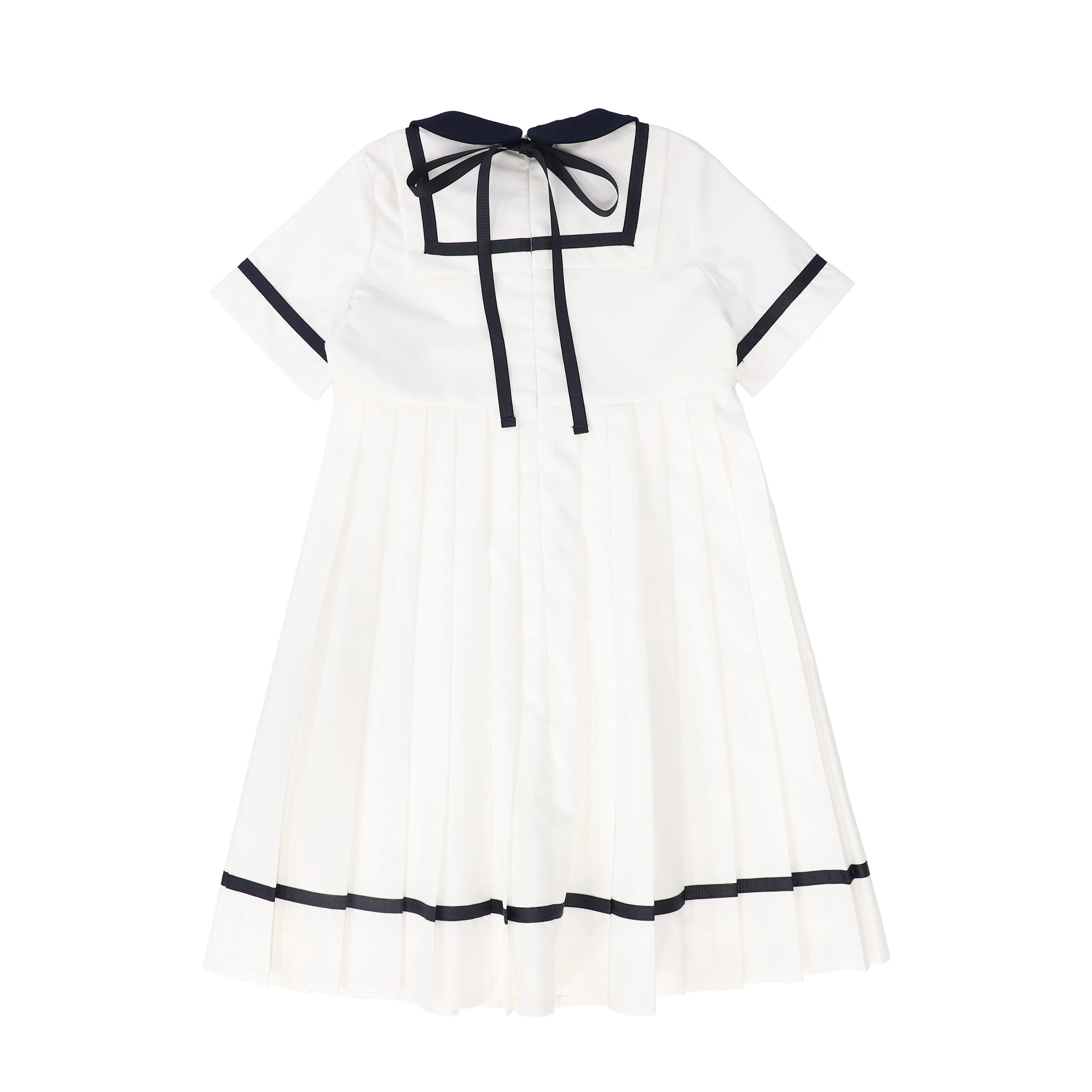 BACE COLLECTION IVORY/NAVY TRIM COLLAR SS DRESS - Image 2