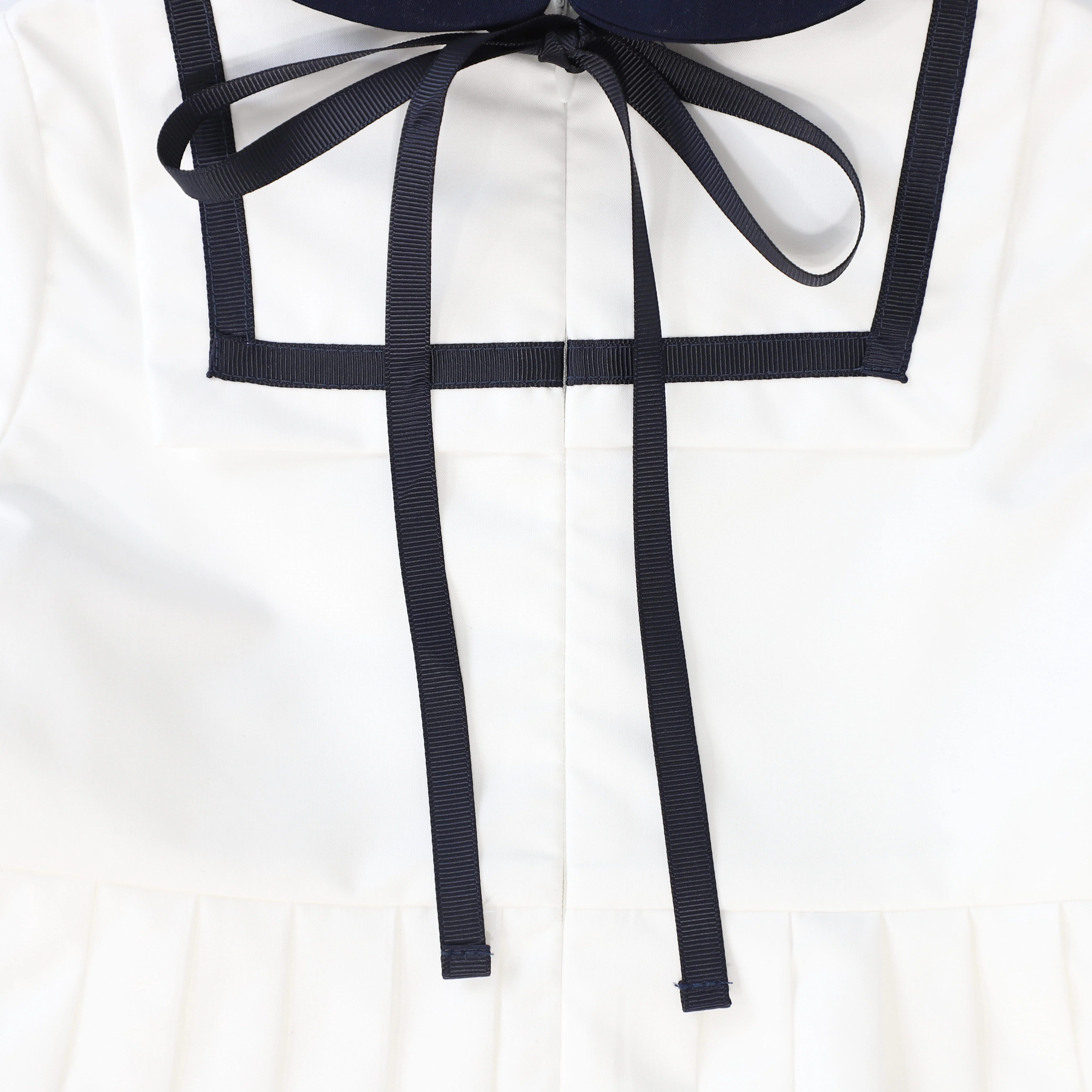 BACE COLLECTION IVORY/NAVY TRIM COLLAR SS DRESS - Image 3