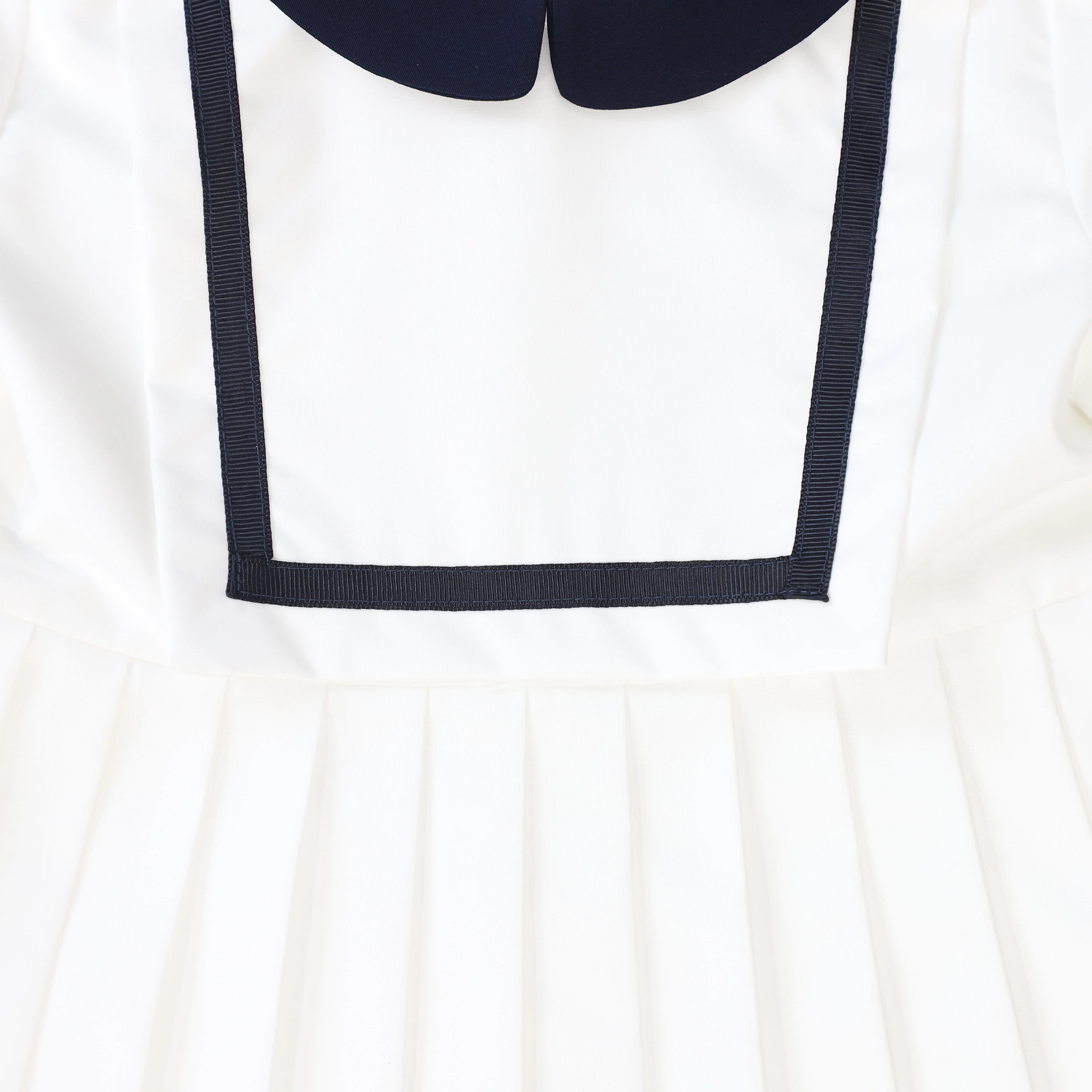 BACE COLLECTION IVORY/NAVY TRIM COLLAR SS DRESS - Image 4