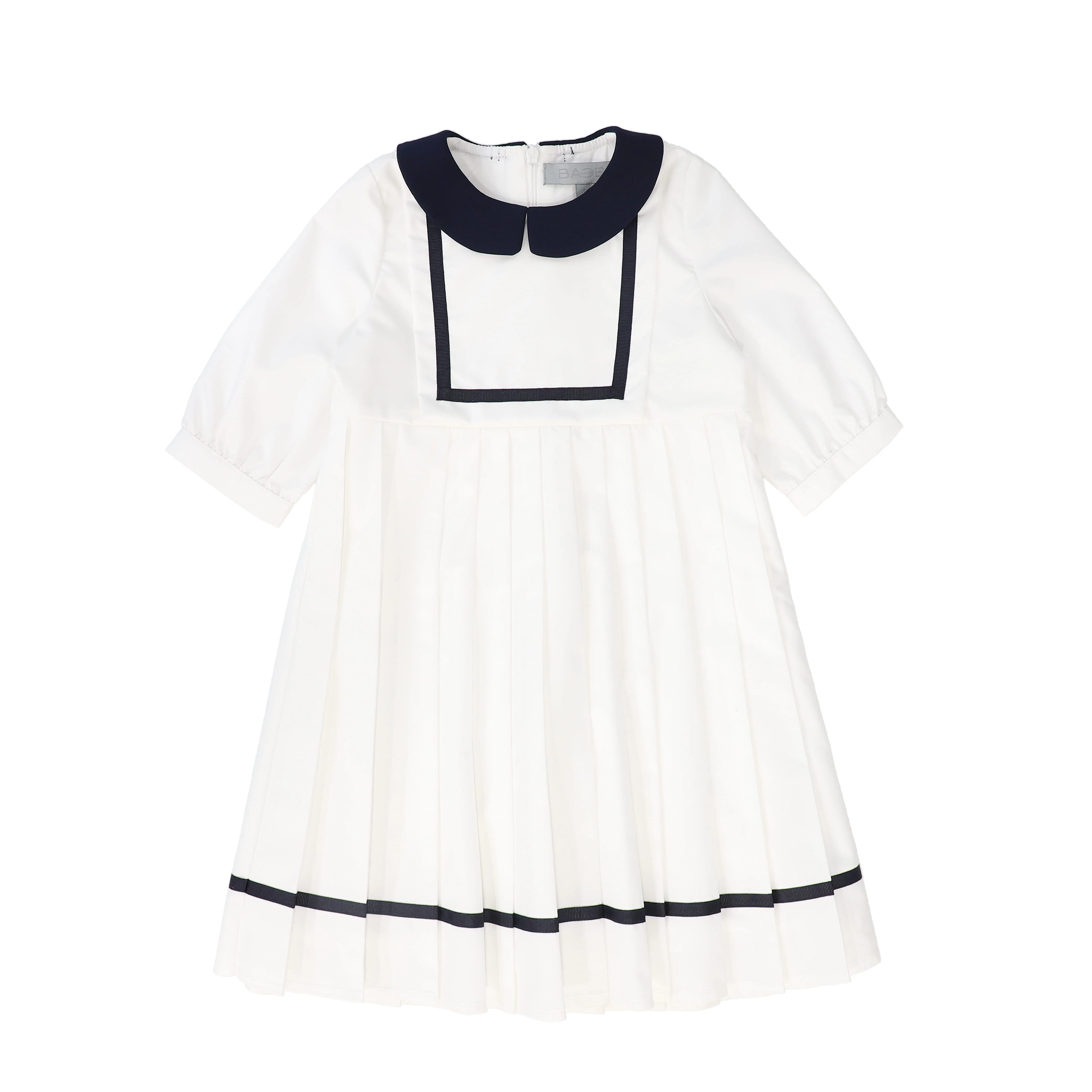 BACE COLLECTION IVORY/NAVY TRIM COLLAR 3/4 SLEEVE DRESS