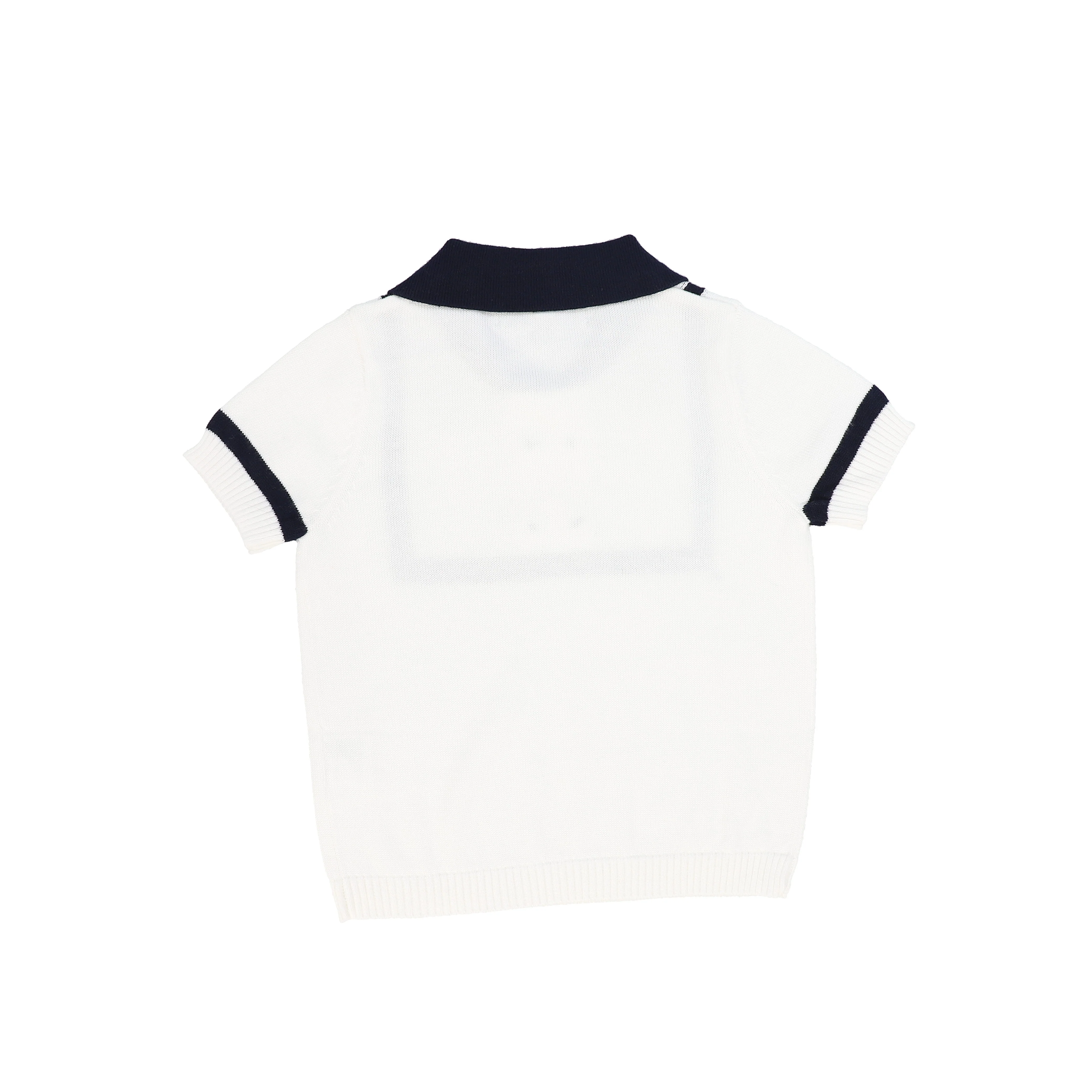 BACE COLLECTION IVORY/NAVY TRIM COLLAR SWEATER - Image 2