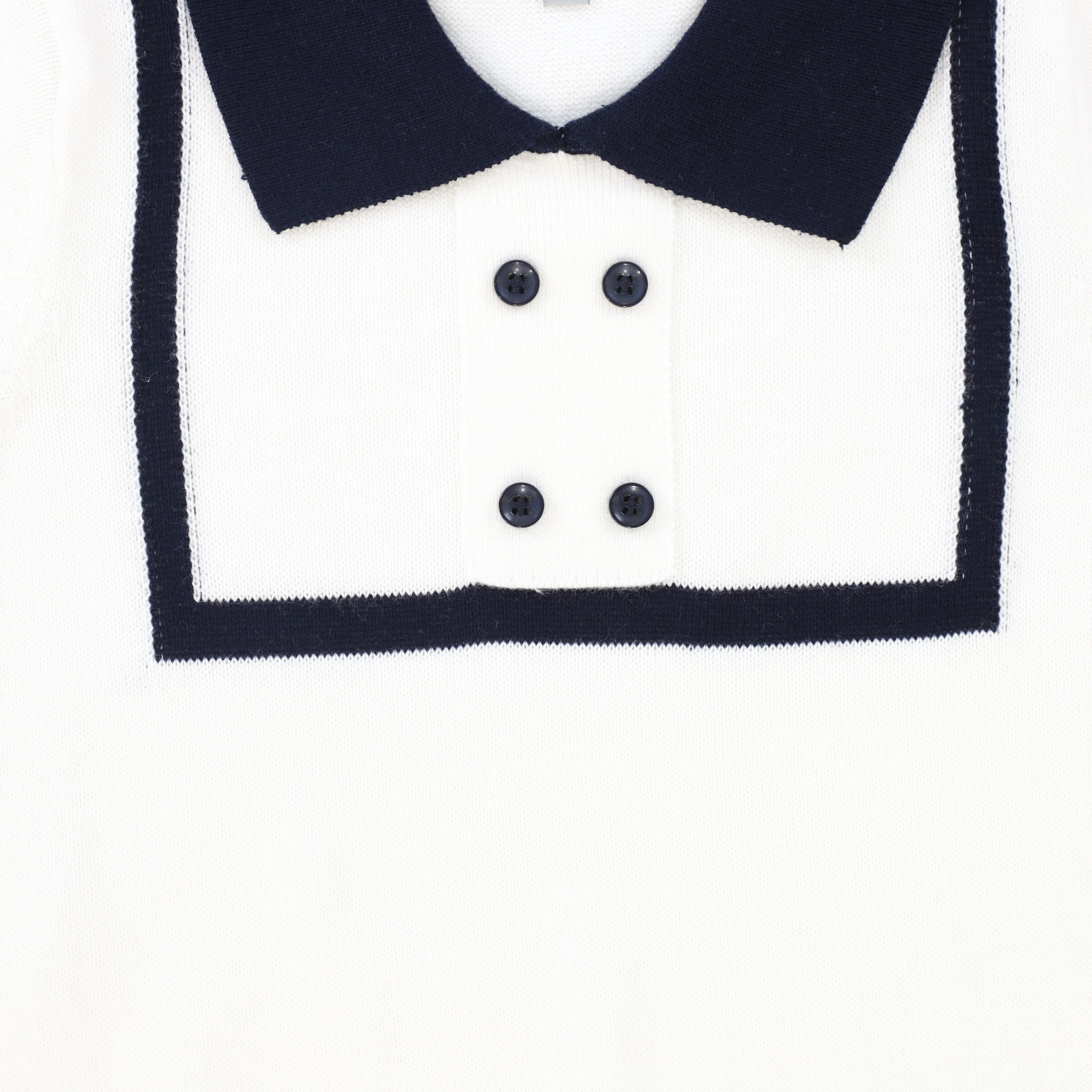BACE COLLECTION IVORY/NAVY TRIM COLLAR SWEATER - Image 3