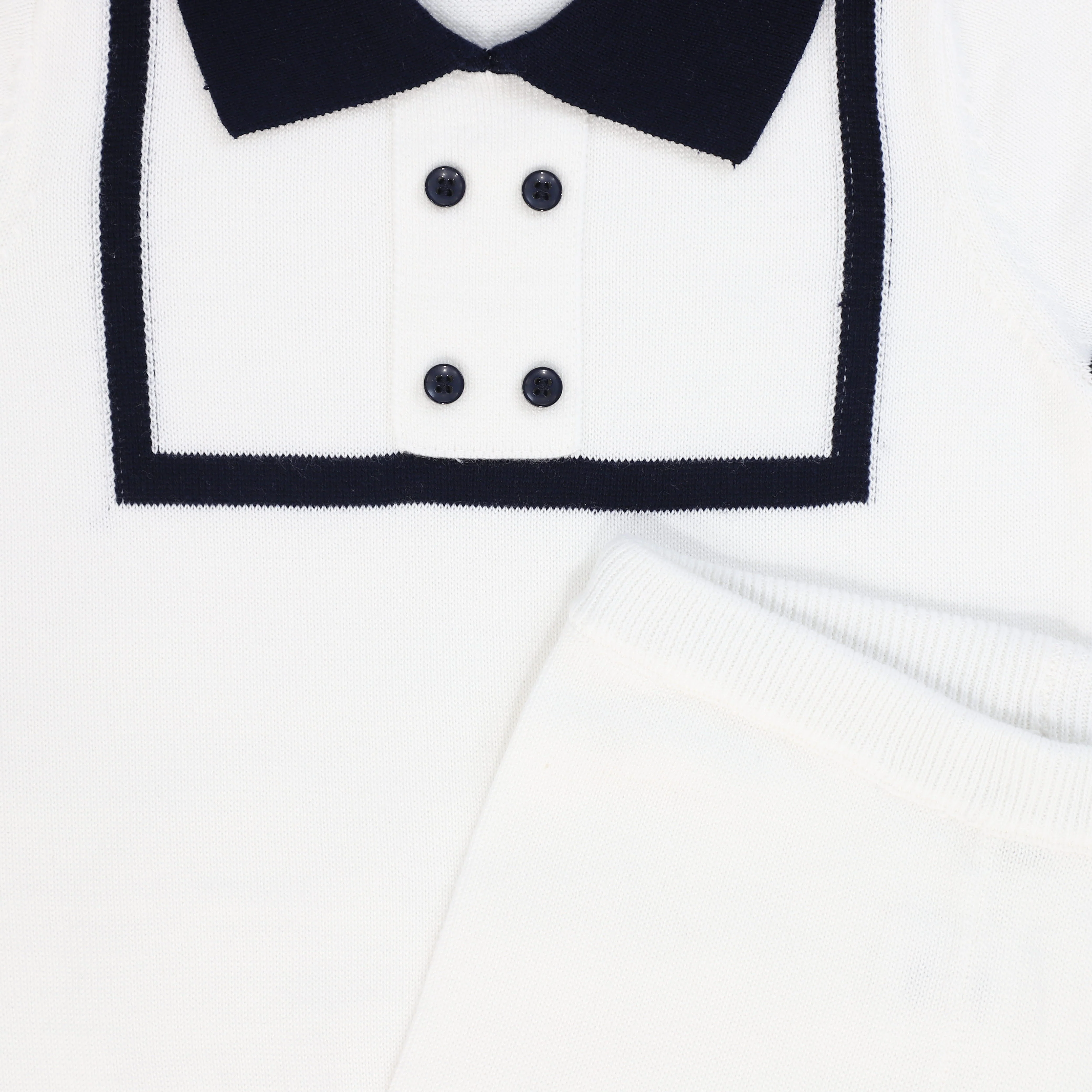 BACE COLLECTION IVORY/NAVY TRIM COLLAR SWEATER SET - Image 2