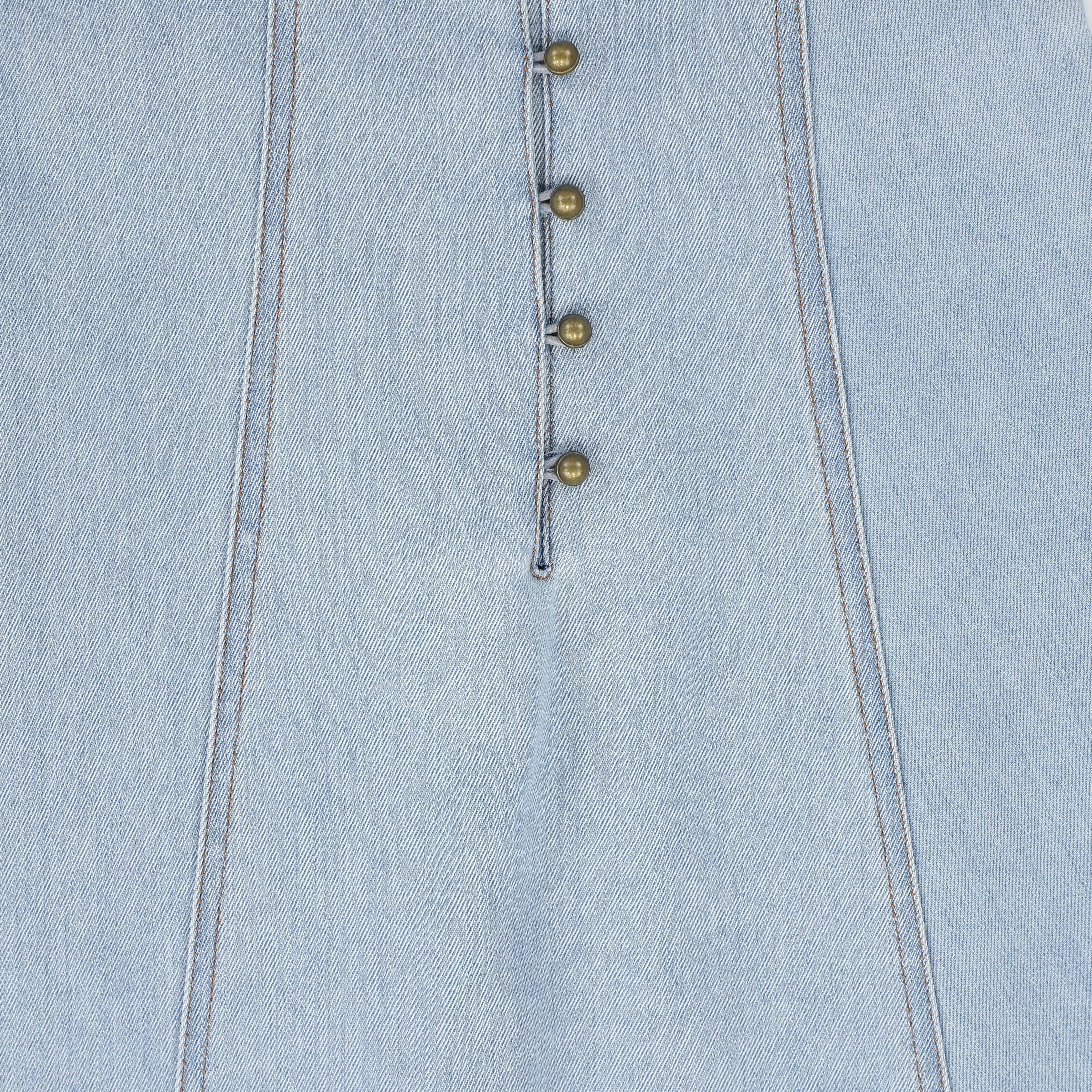 BACE COLLECTION LIGHT BLUE DENIM BUTTON SEAM SKIRT - Image 3