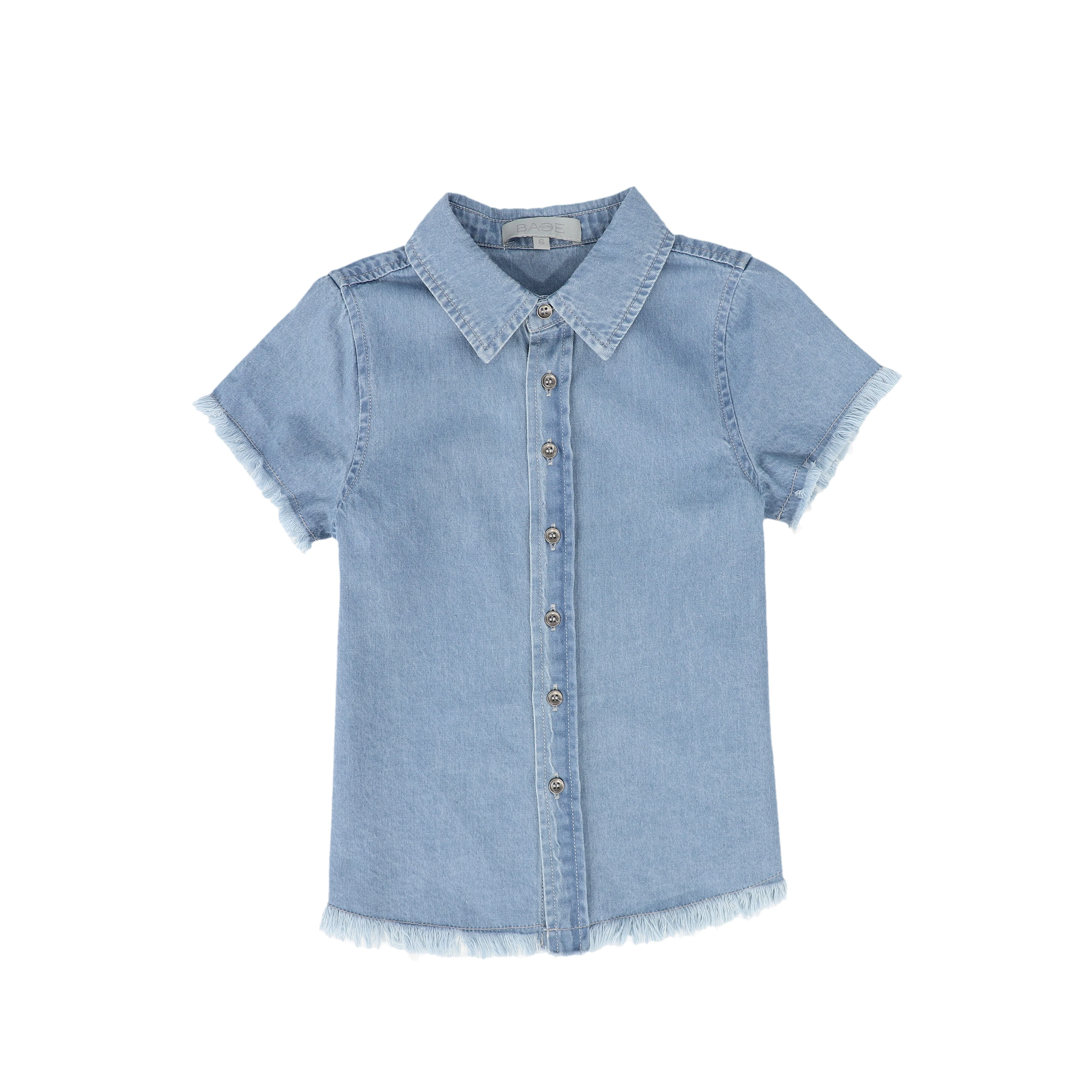 BACE COLLECTION BLUE DENIM FRINGE SHIRT [FINAL SALE]