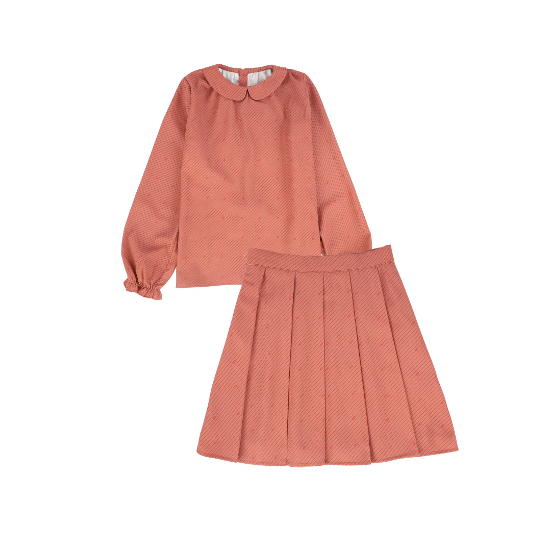 BACE COLLECTION MAUVE STRIPED LOGO BLOUSE SET [FINAL SALE]