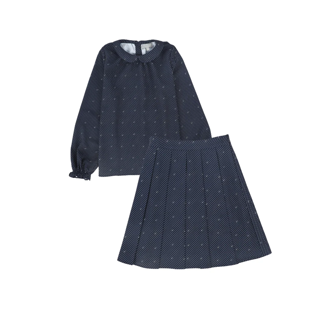 BACE COLLECTION NAVY GIRLS STRIPED LOGO SET [FINAL SALE]