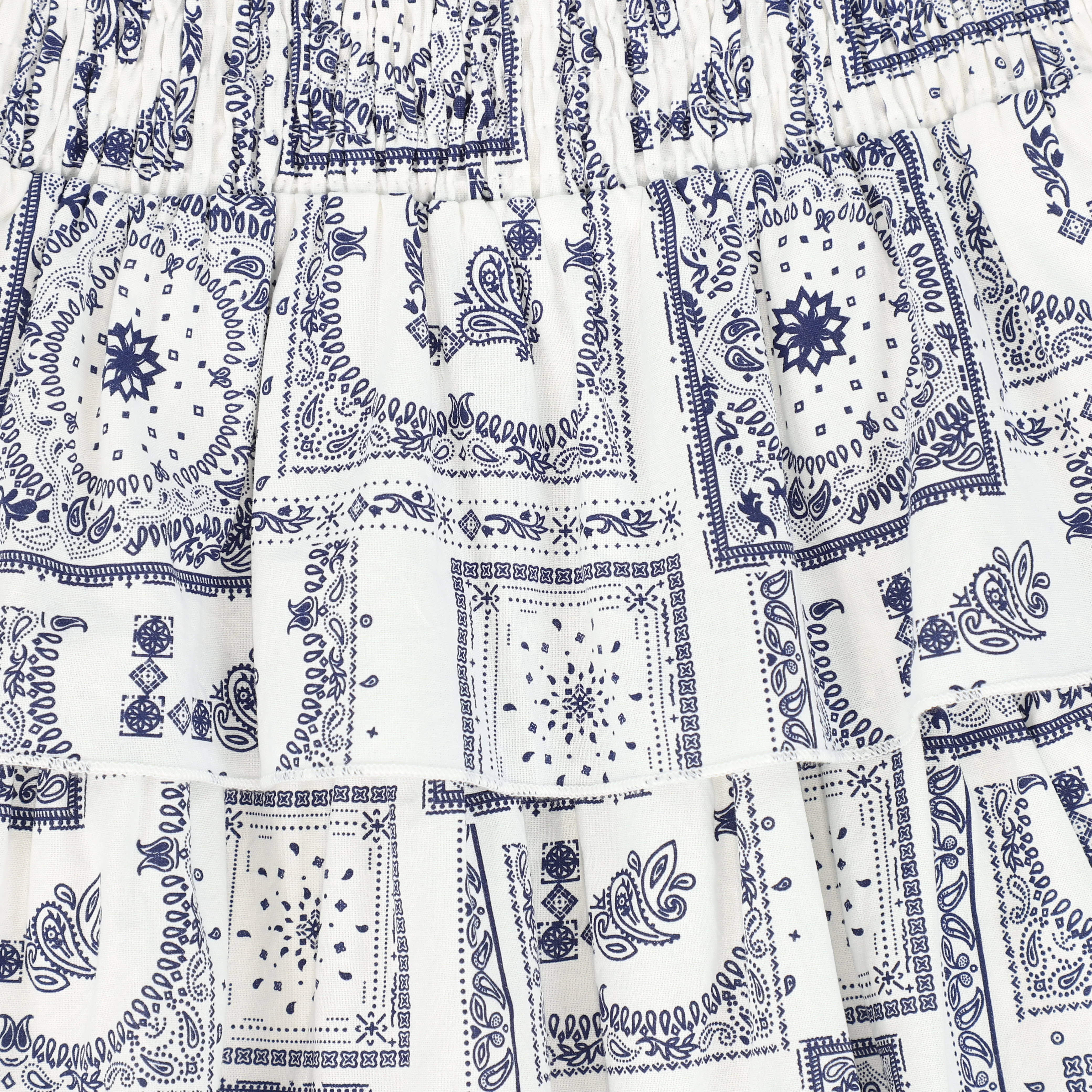 BACE COLLECTION NAVY PAISELY HANDKERCHIEF PRINT LAYERED SKIRT [FINAL SALE] - Image 3