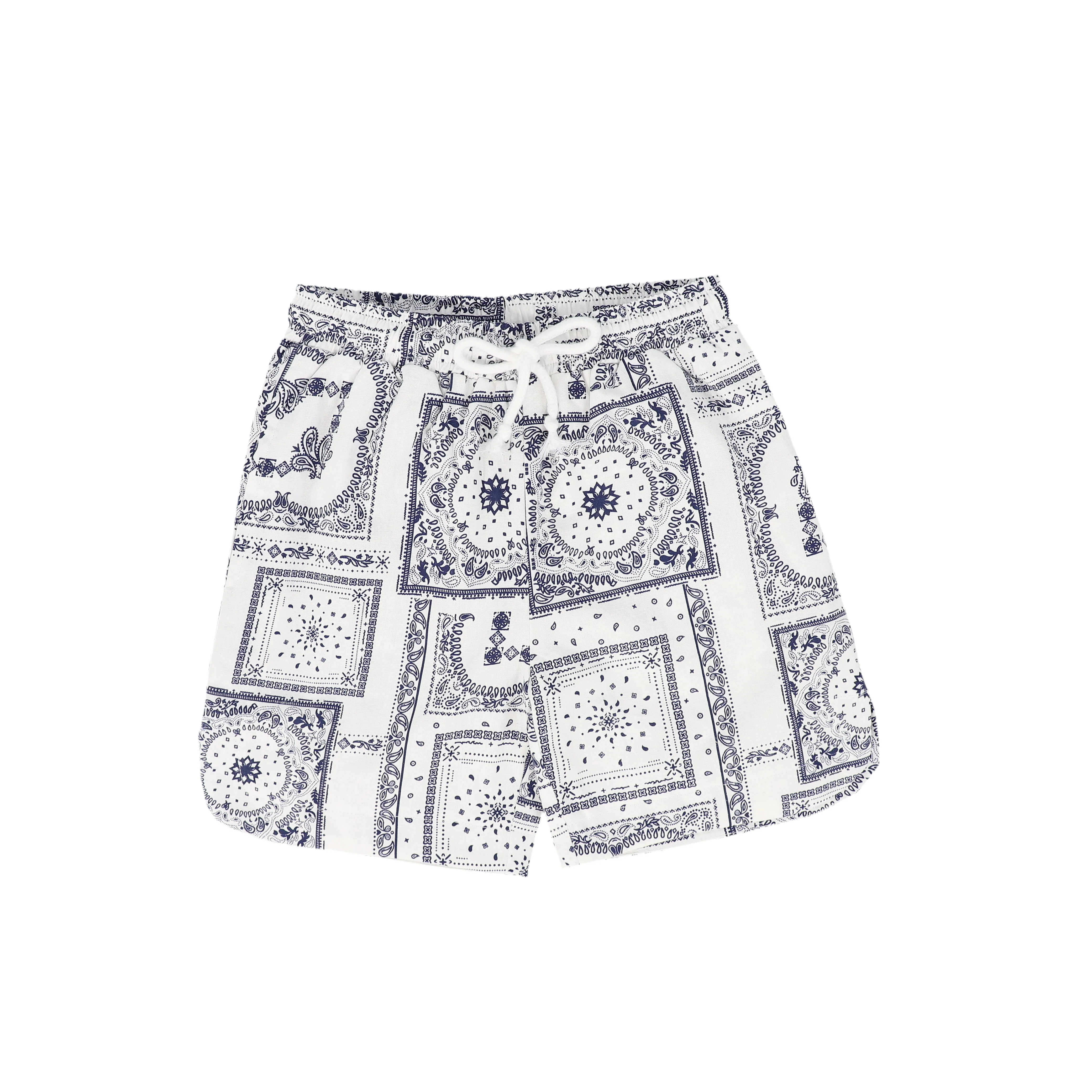 BACE COLLECTION NAVY PAISELY HANDKERCHIEF PRINT SHORTS [FINAL SALE]