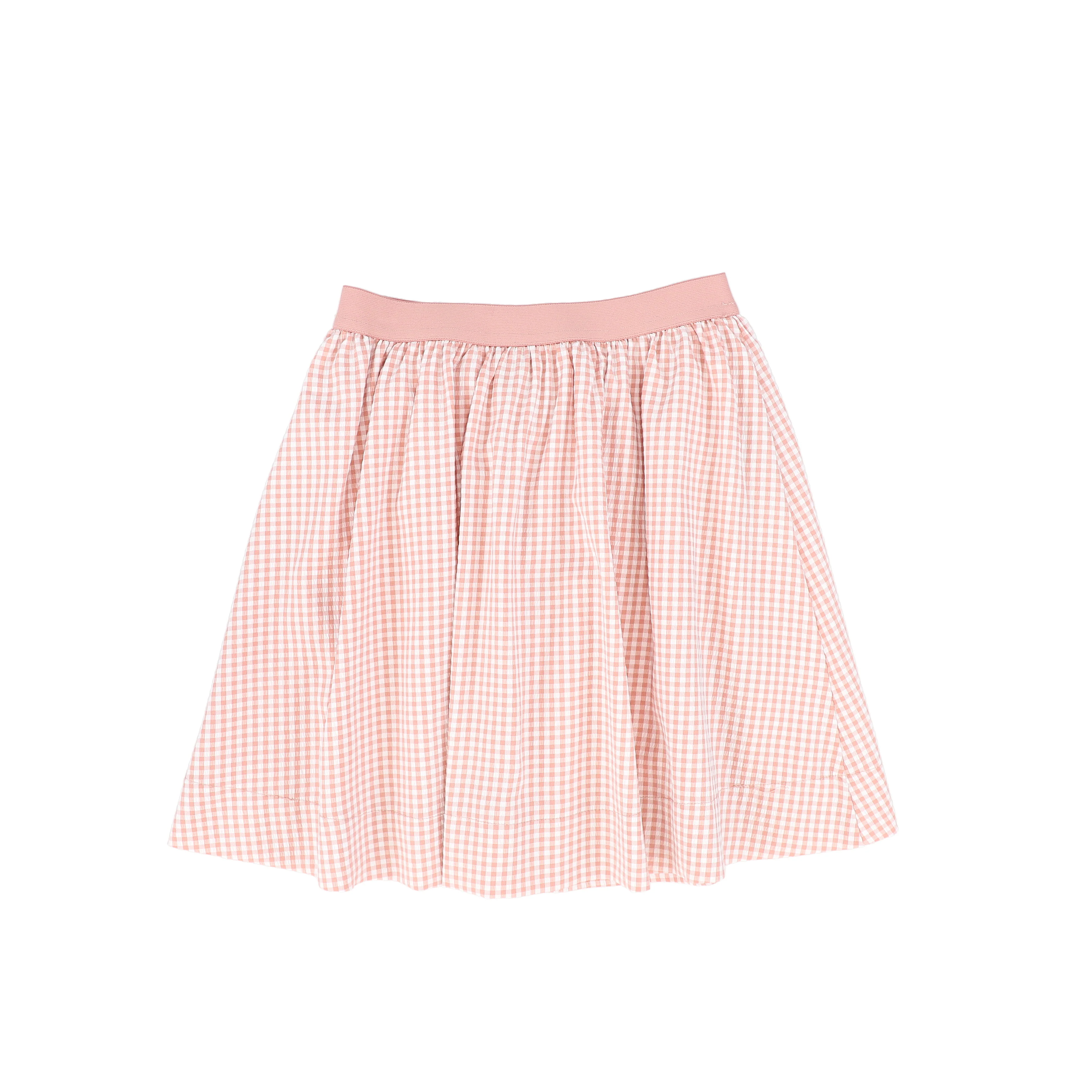 BACE COLLECTION PINK GINGHAM BUTTON FRONT SKIRT - Image 2