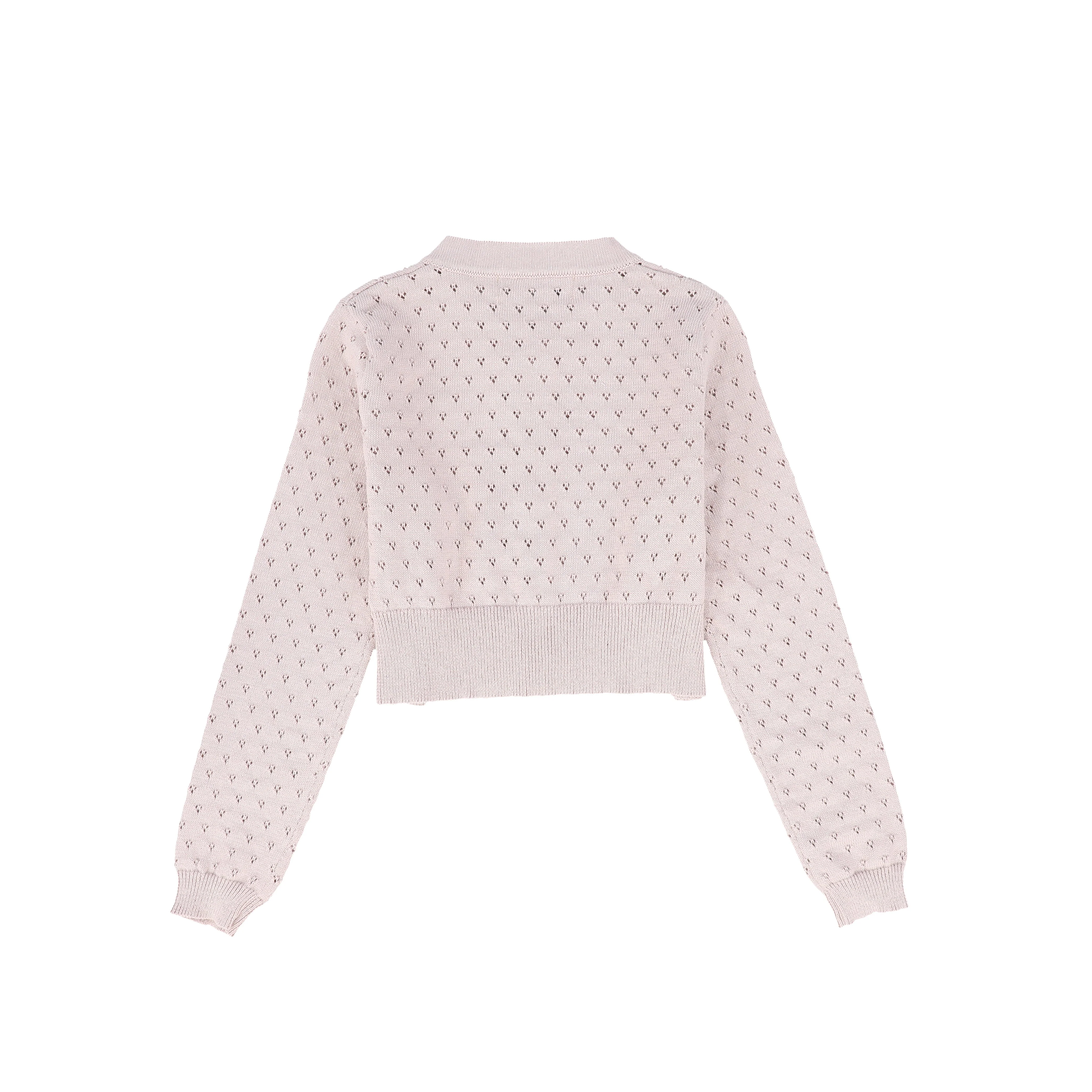 BACE COLLECTION PINK POINTELLE CROP CARDIGAN - Image 2