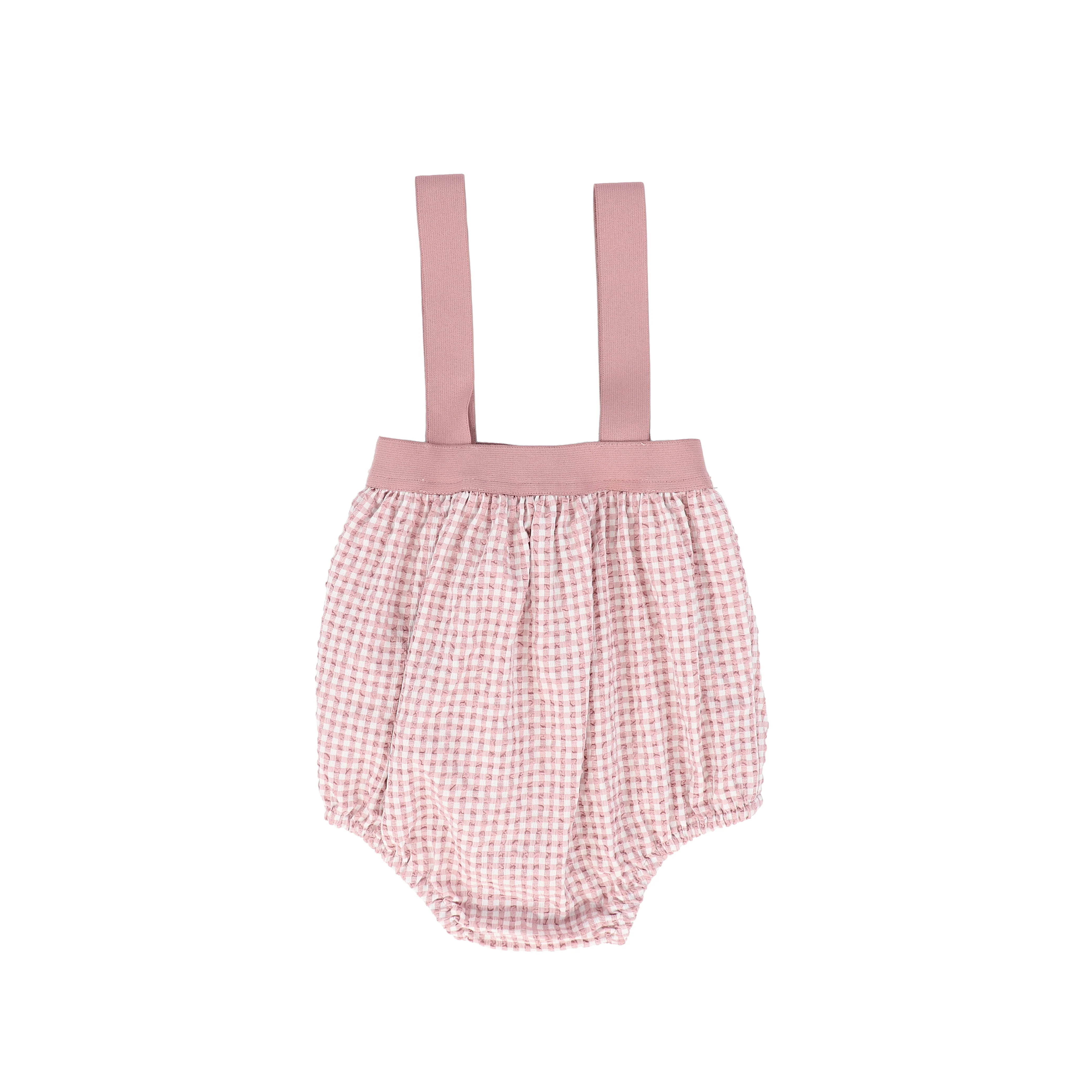 BACE COLLECTION DEEP PINK SEERSUCKER GINGHAM ROMPER - Image 2