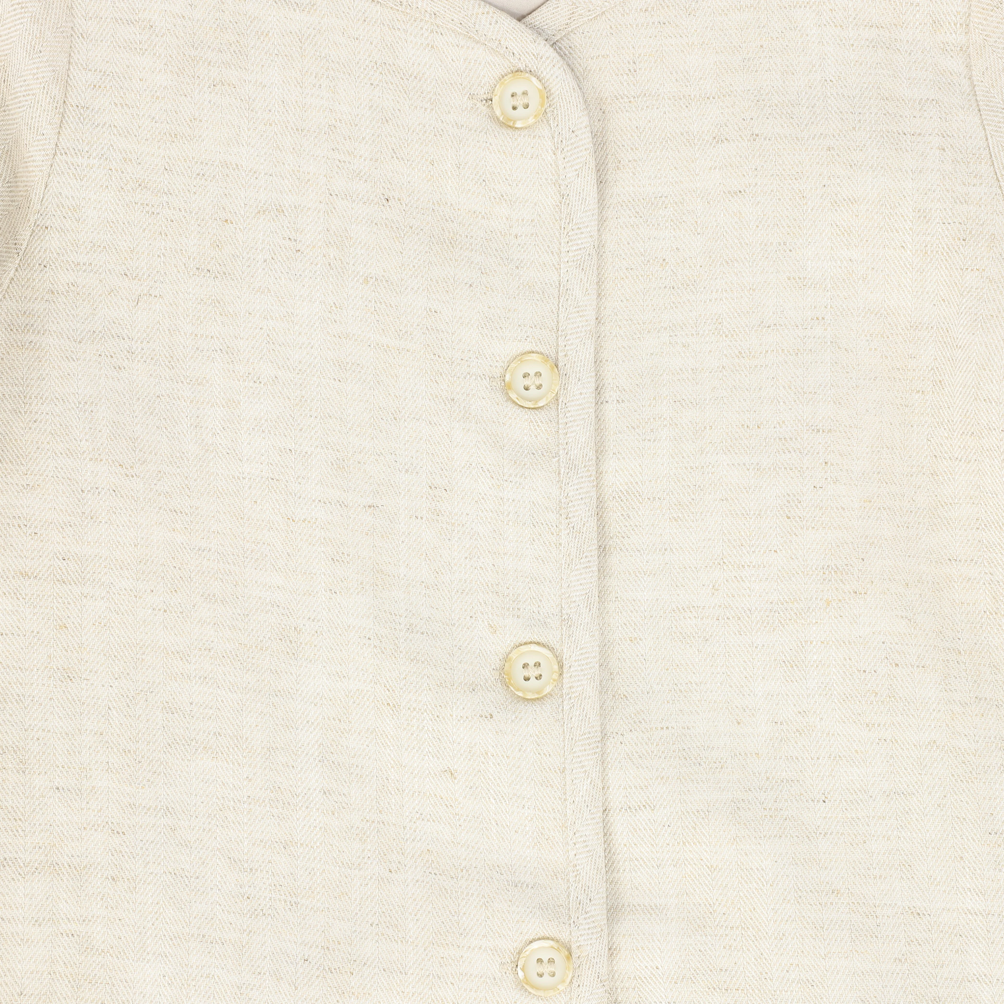 BACE COLLECTION BEIGE LINEN HERRINGBONE BUTTON BLAZER - Image 3
