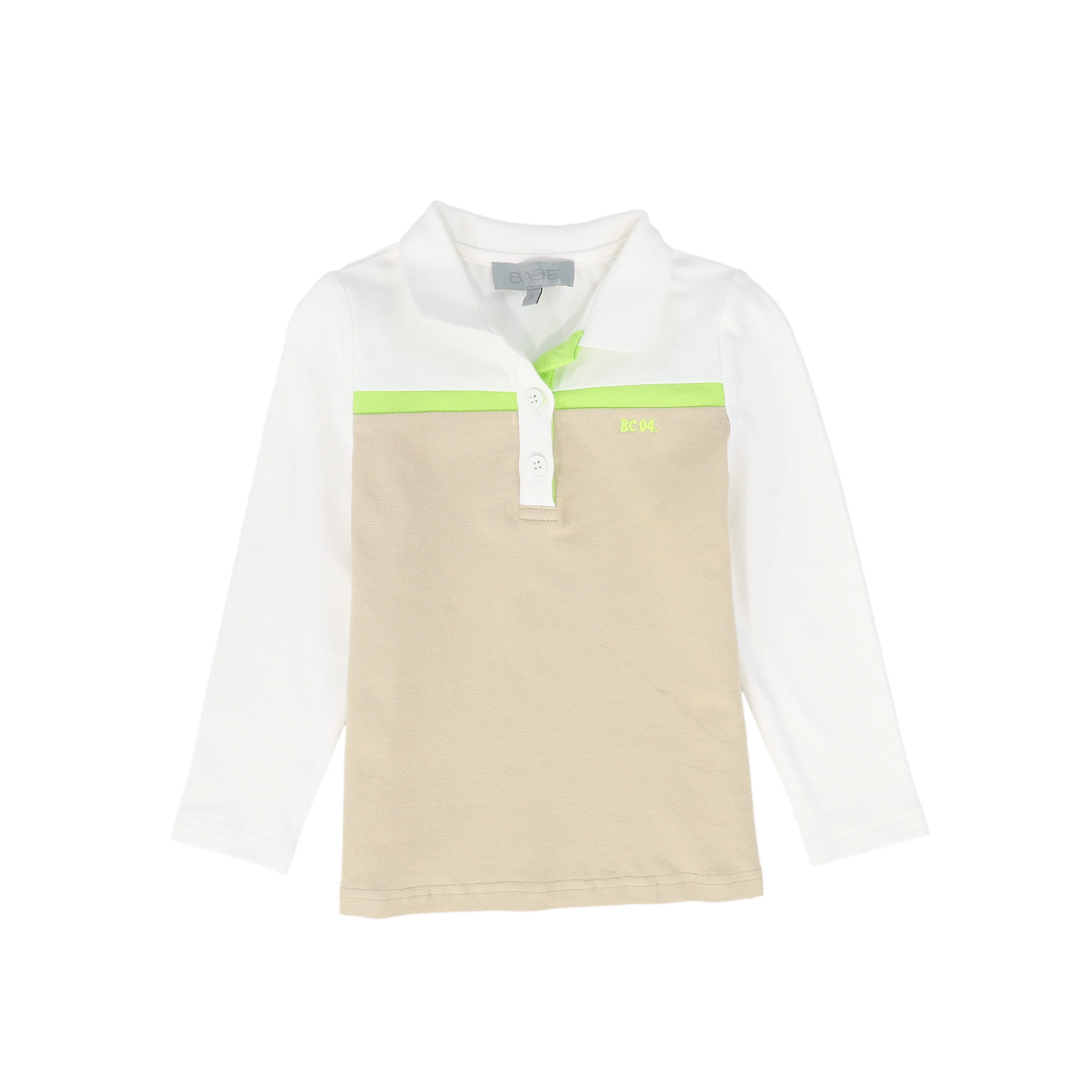 BACE COLLECTION TAN STRIPED CONTRAST PIQUE LS POLO