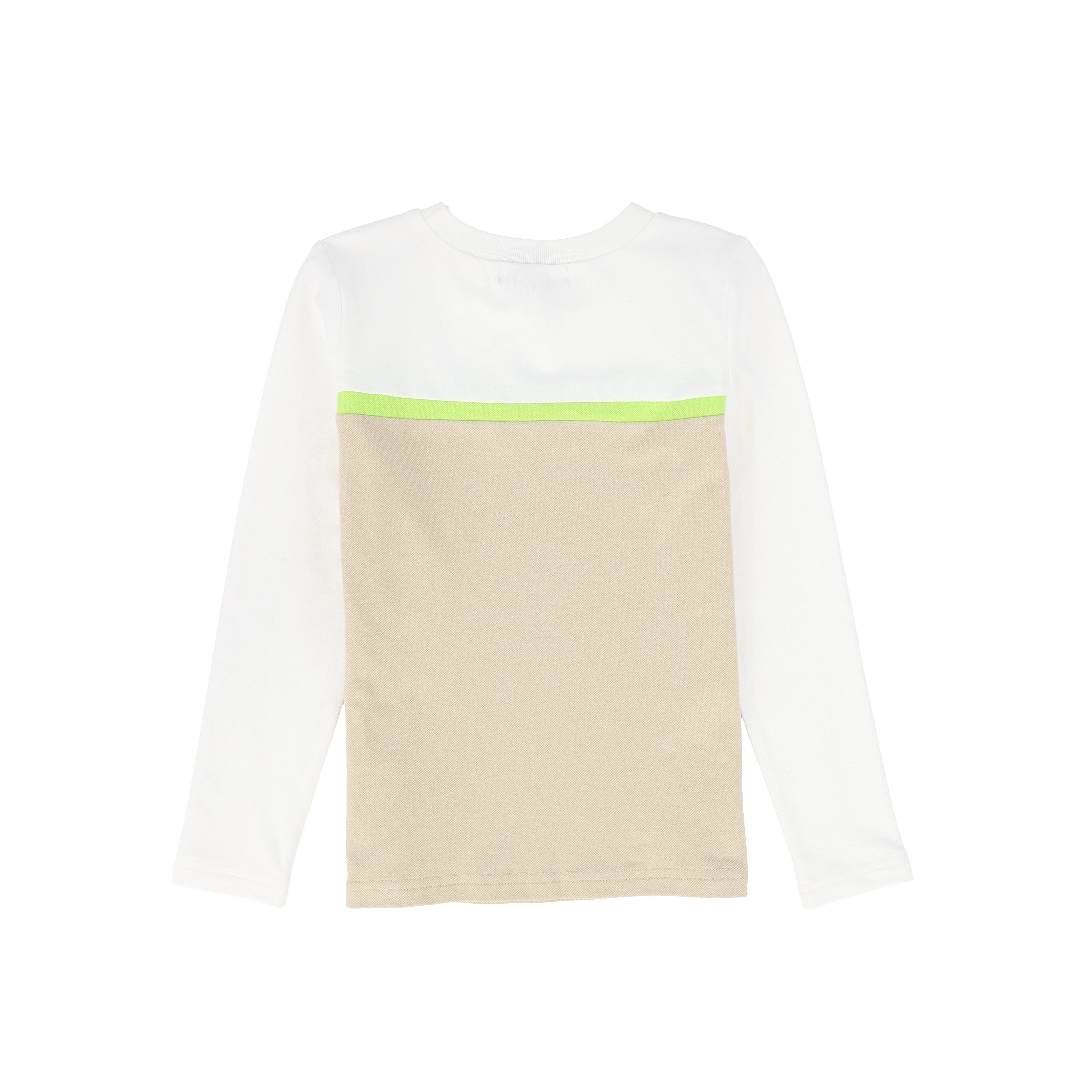 BACE COLLECTION TAN STRIPED CONTRAST PIQUE T-SHIRT - Image 2