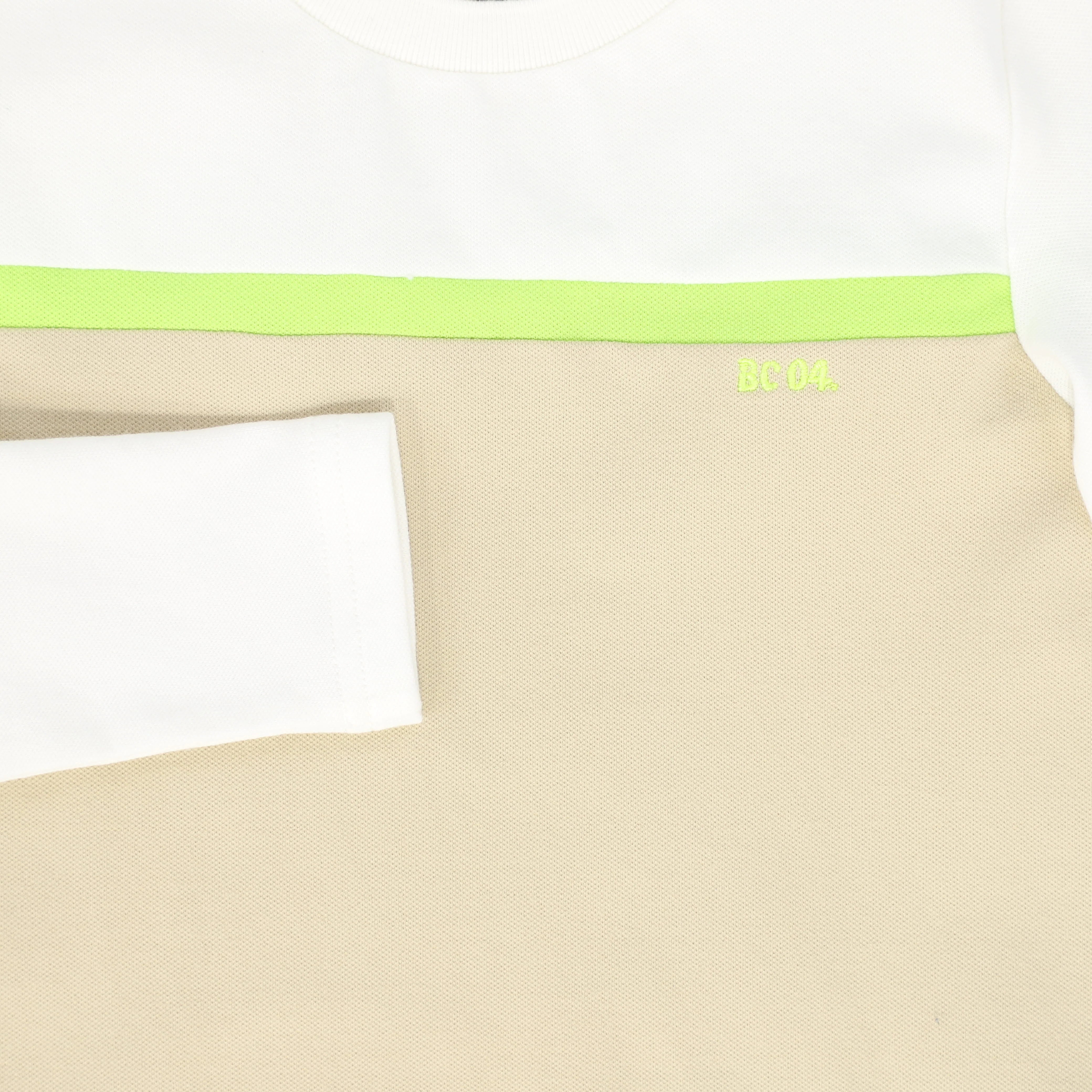 BACE COLLECTION TAN STRIPED CONTRAST PIQUE T-SHIRT - Image 3