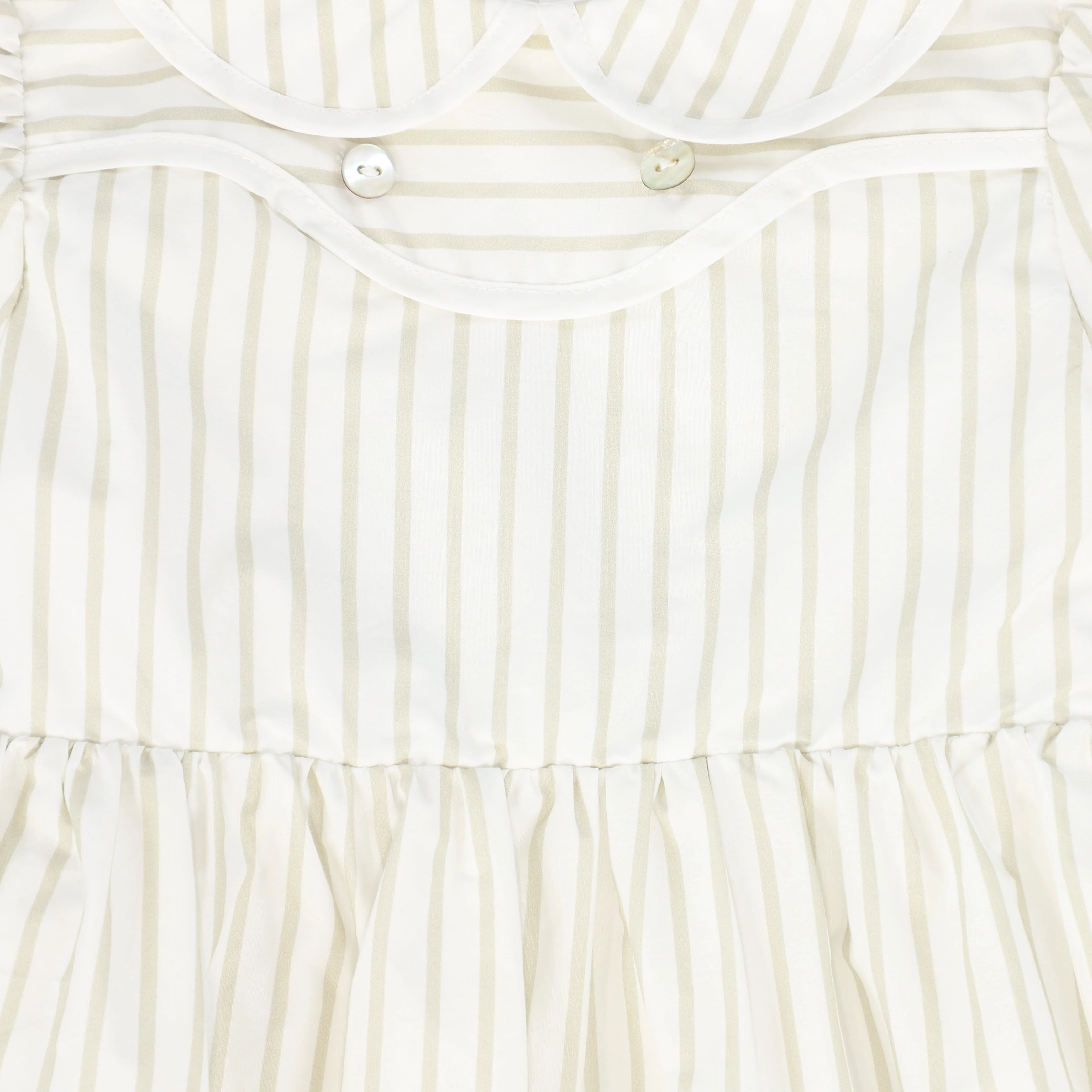BACE COLLECTION WHITE/TAN STRIPE FLORAL SS DRESS - Image 3