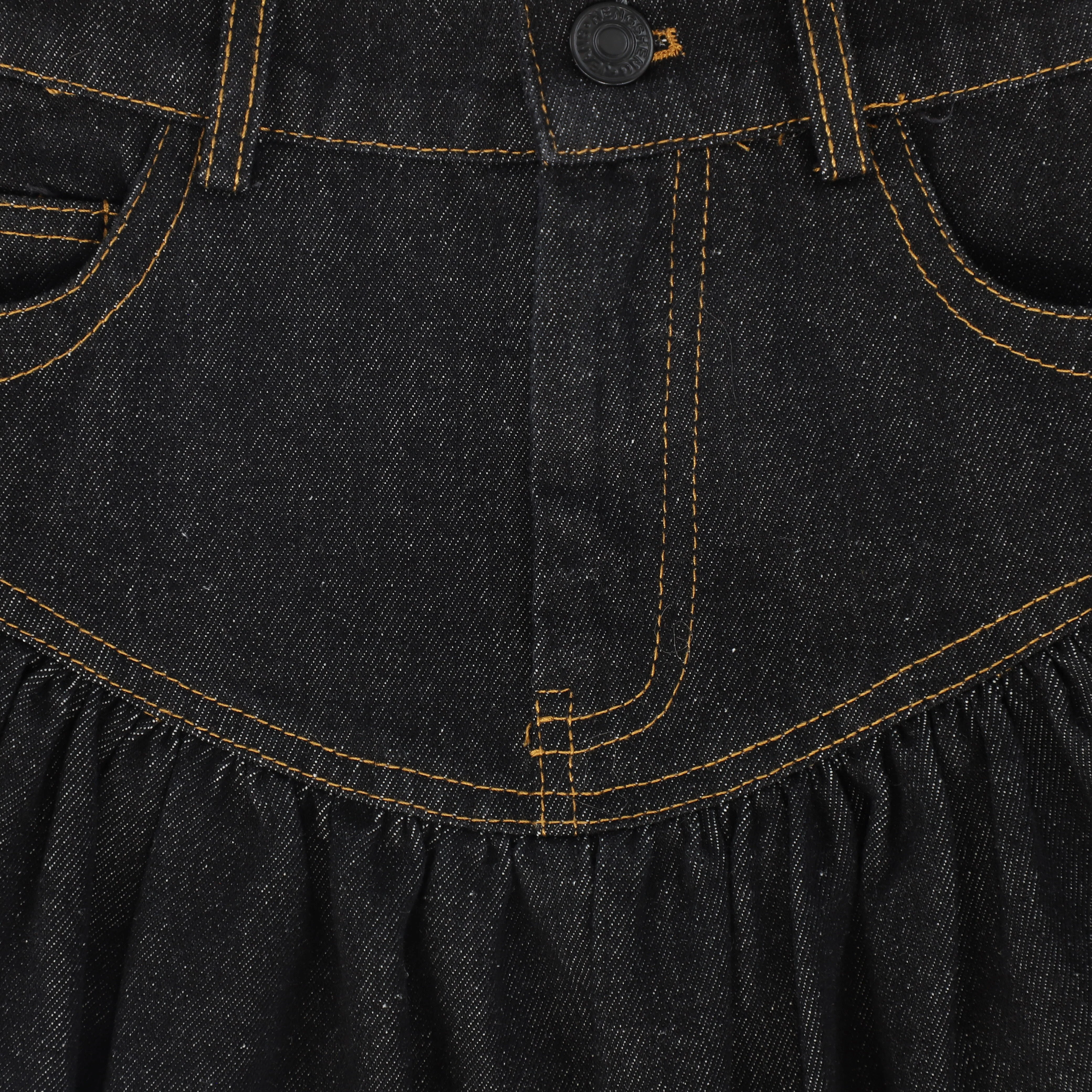 BAMBOO BLACK DENIM DROP WAIST FRILL SKIRT - Image 3