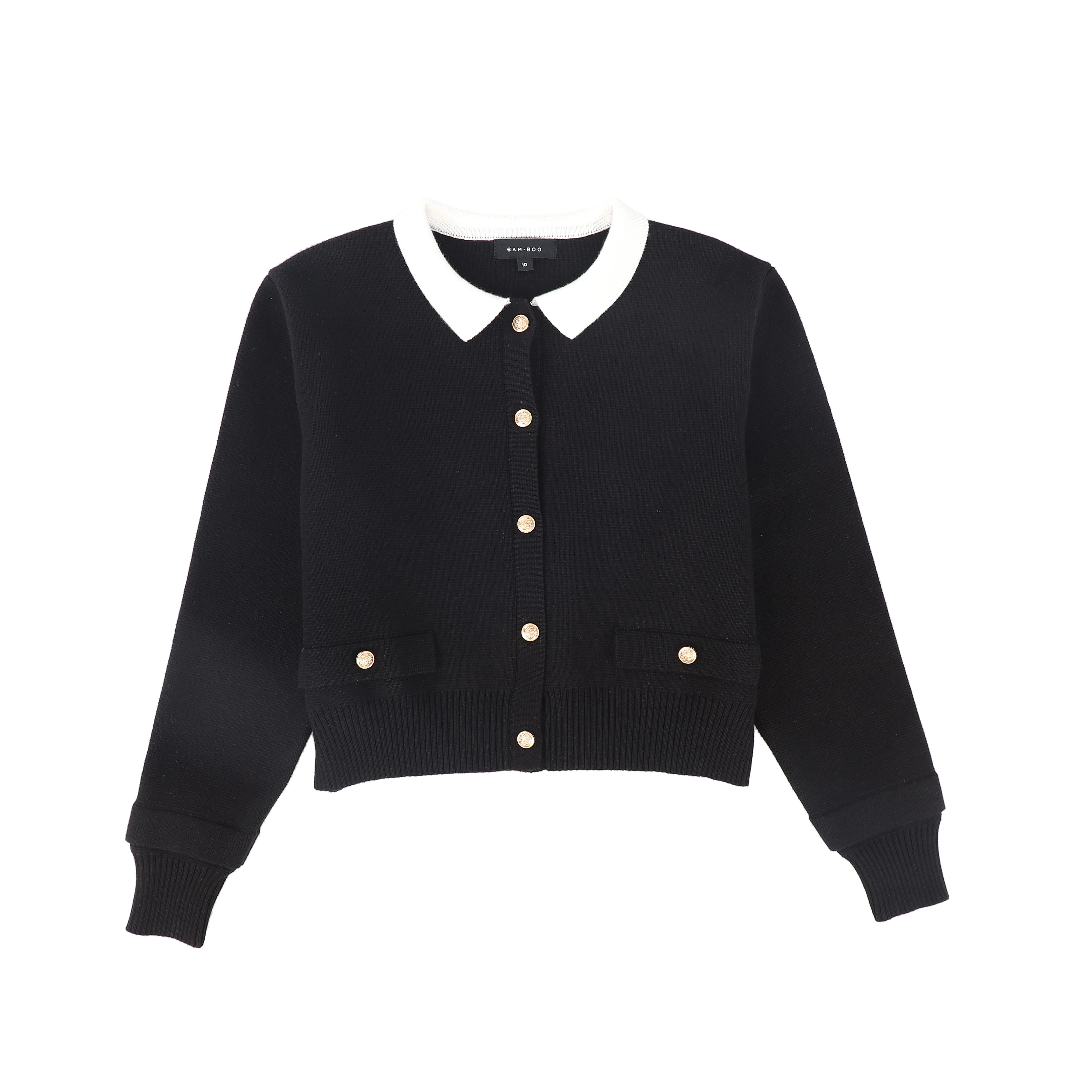 BAMBOO BLACK KNIT BUTTONED BLAZER [FINAL SALE]