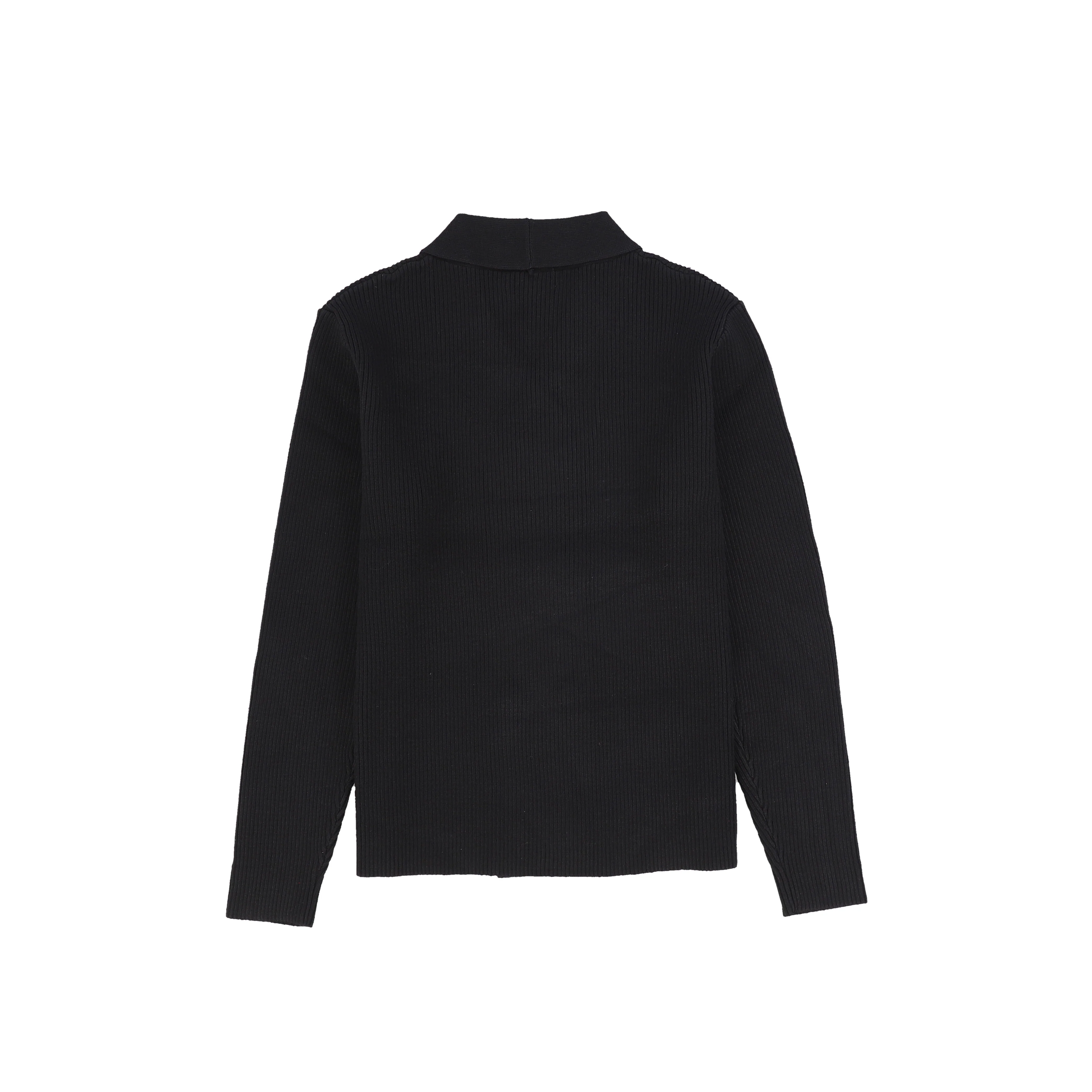 Bamboo Black Ribbed Knit Double Breasted Blazer [FINAL SALE] - Image 2