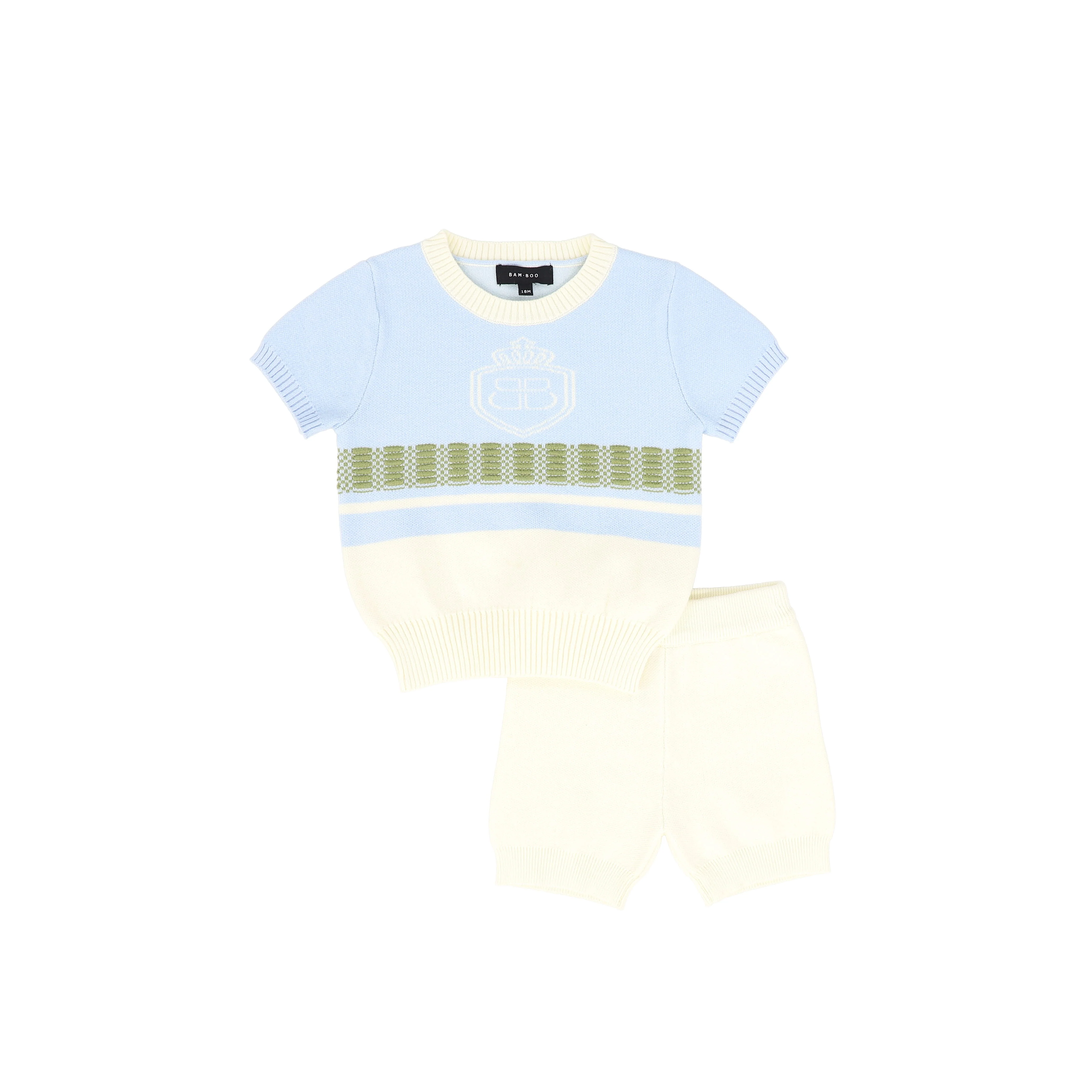 BAMBOO BLUE CONTRAST CREST SWEATER SET
