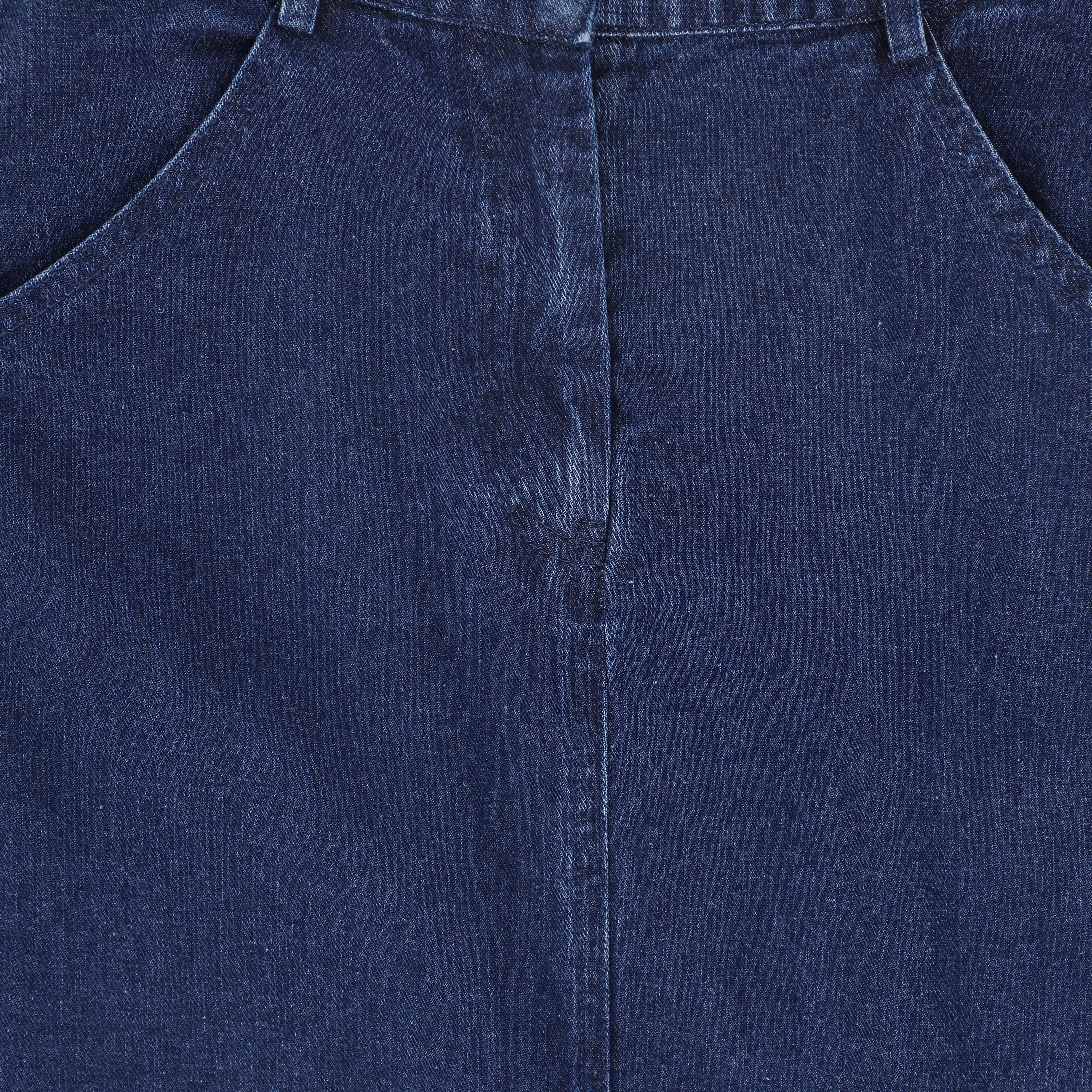 BAMBOO MID BLUE DENIM SIDE POCKET MAXI SKIRT - Image 3
