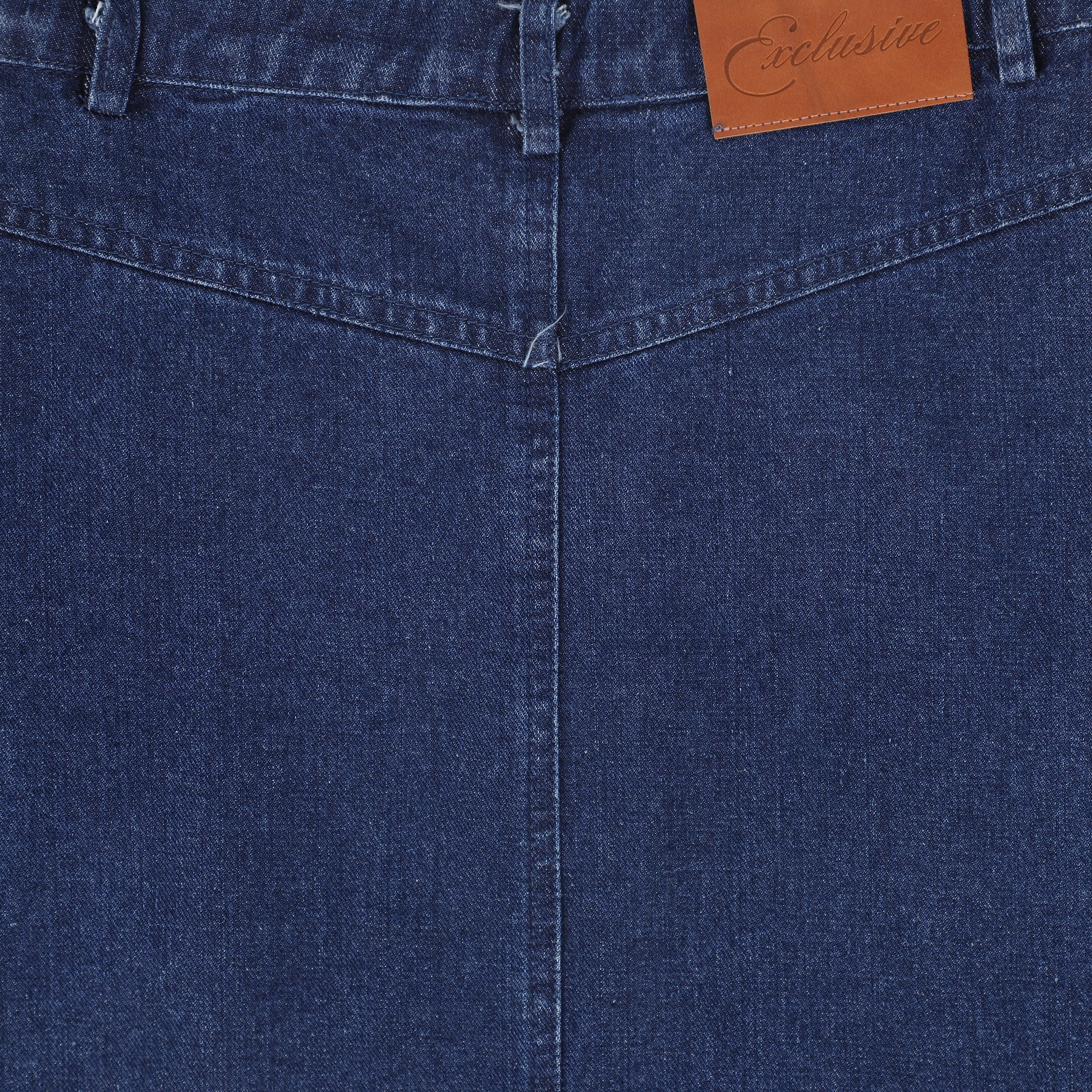 BAMBOO MID BLUE DENIM SIDE POCKET MAXI SKIRT - Image 4