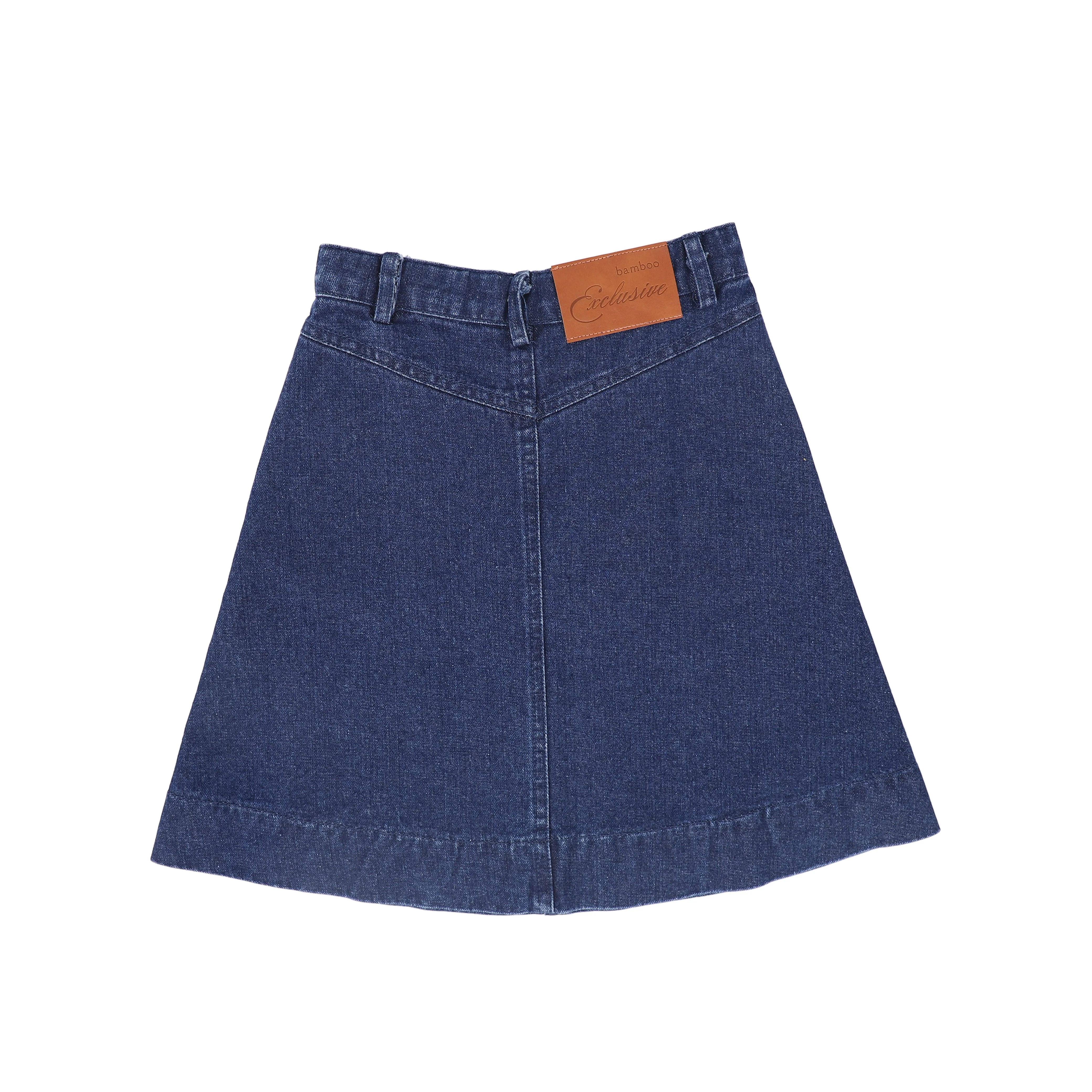 BAMBOO MID BLUE DENIM SIDE POCKET SKIRT - Image 2