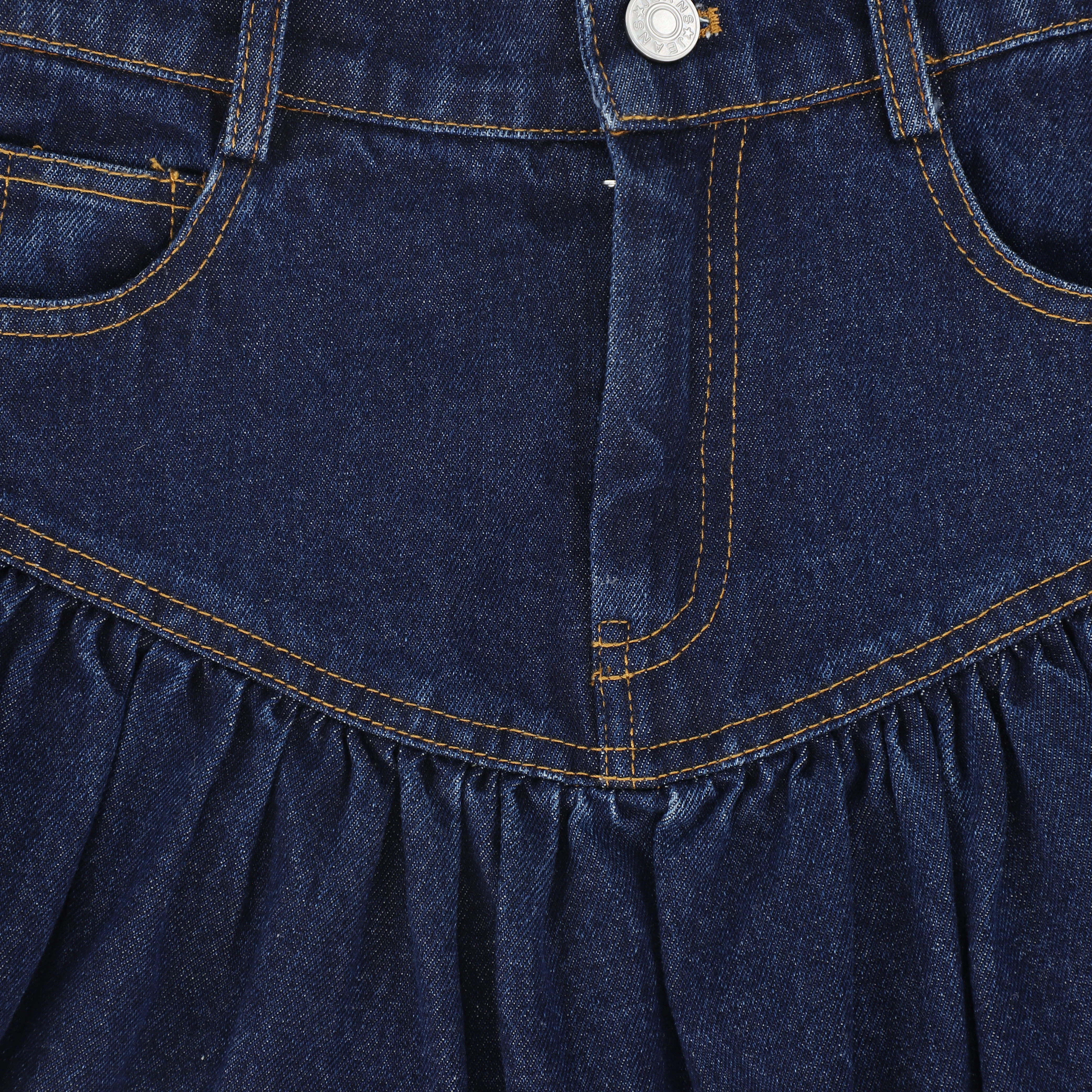 BAMBOO DARK DENIM DROP WAIST FRILL SKIRT - Image 3