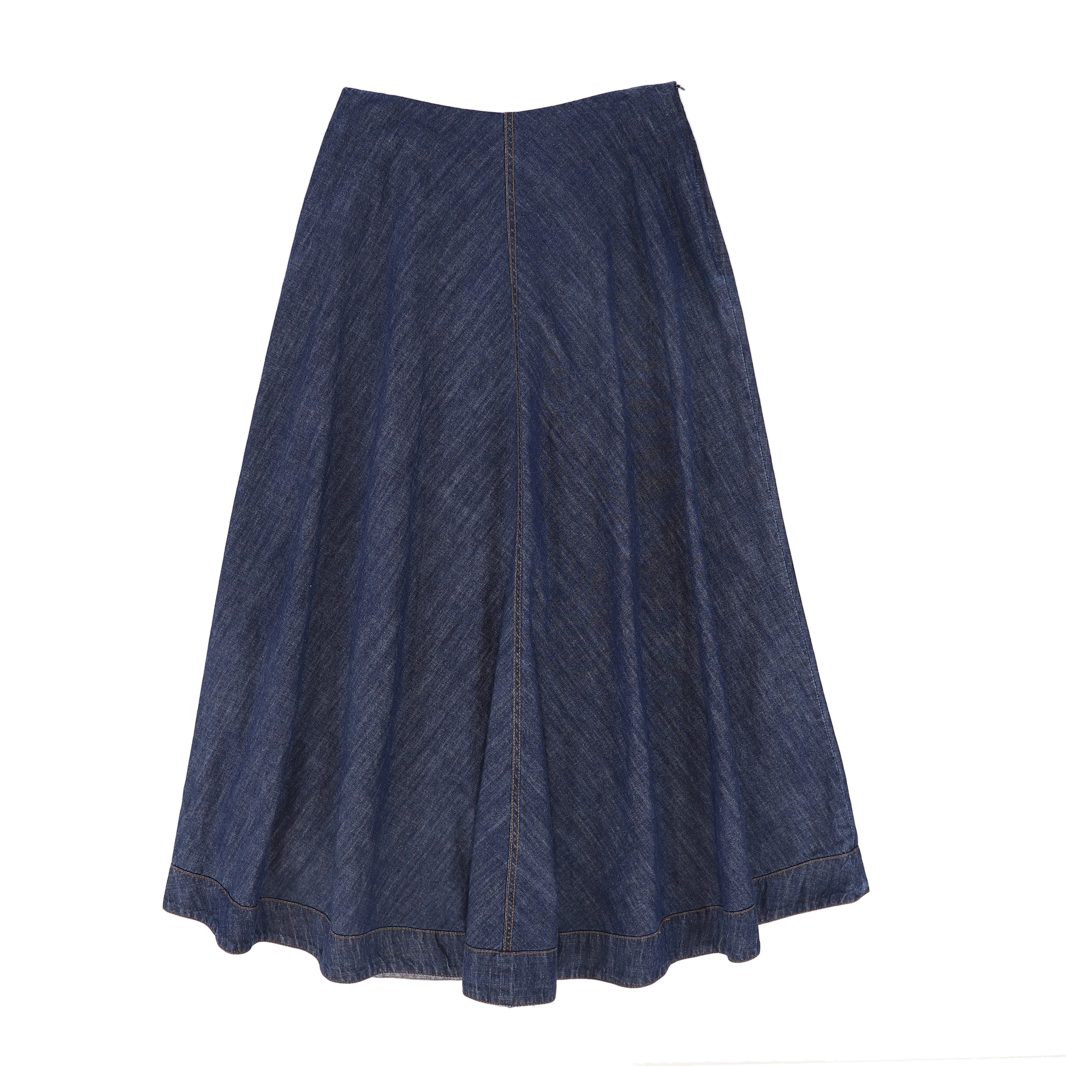 BAMBOO DARK DENIM FLAIR MAXI SKIRT - Image 2