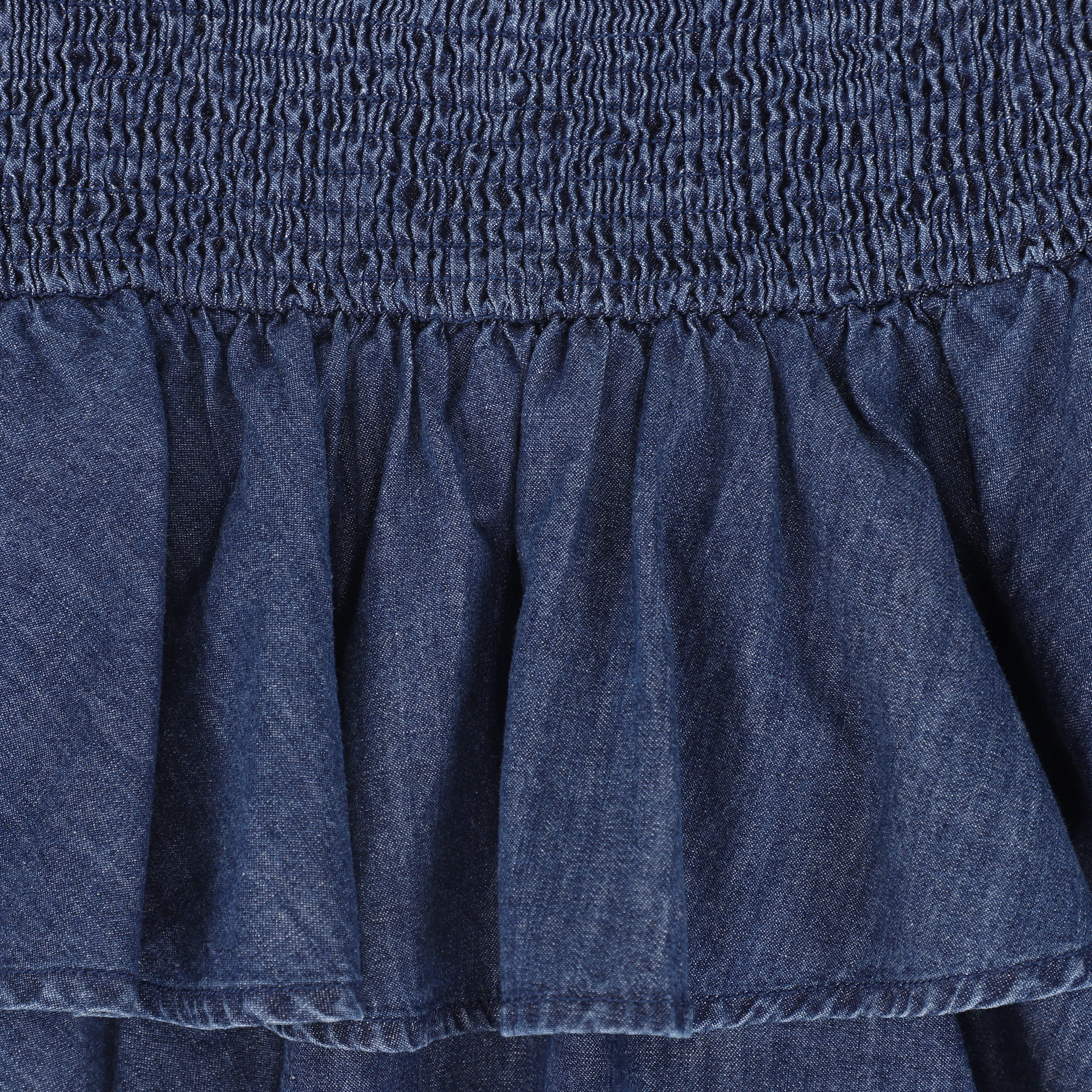 BAMBOO BLUE DENIM SMOCK TIERED SKIRT - Image 3